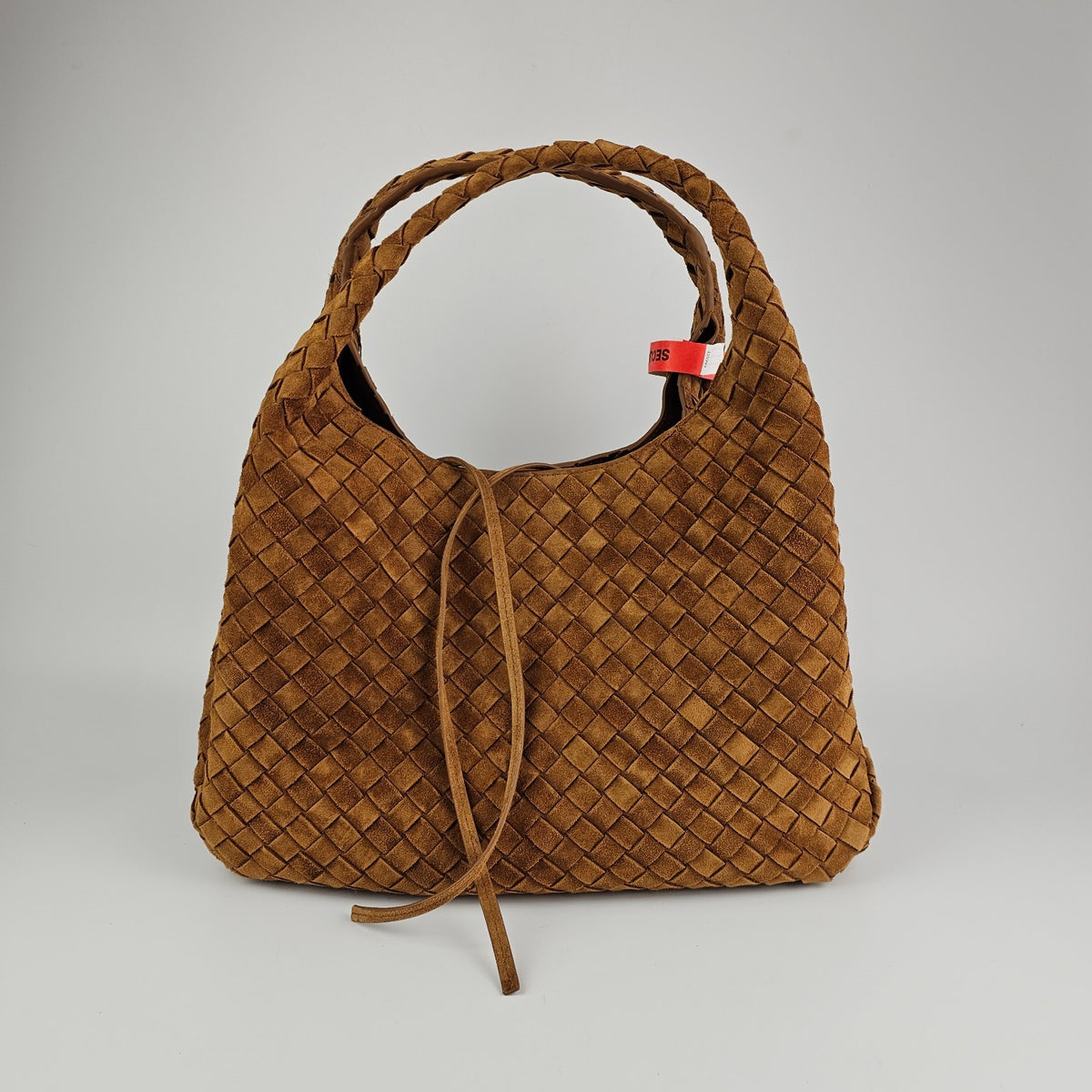 BOTTEGA VENETA Campana Large $6200 Amber Suede Top Handle Bag New & Authentic