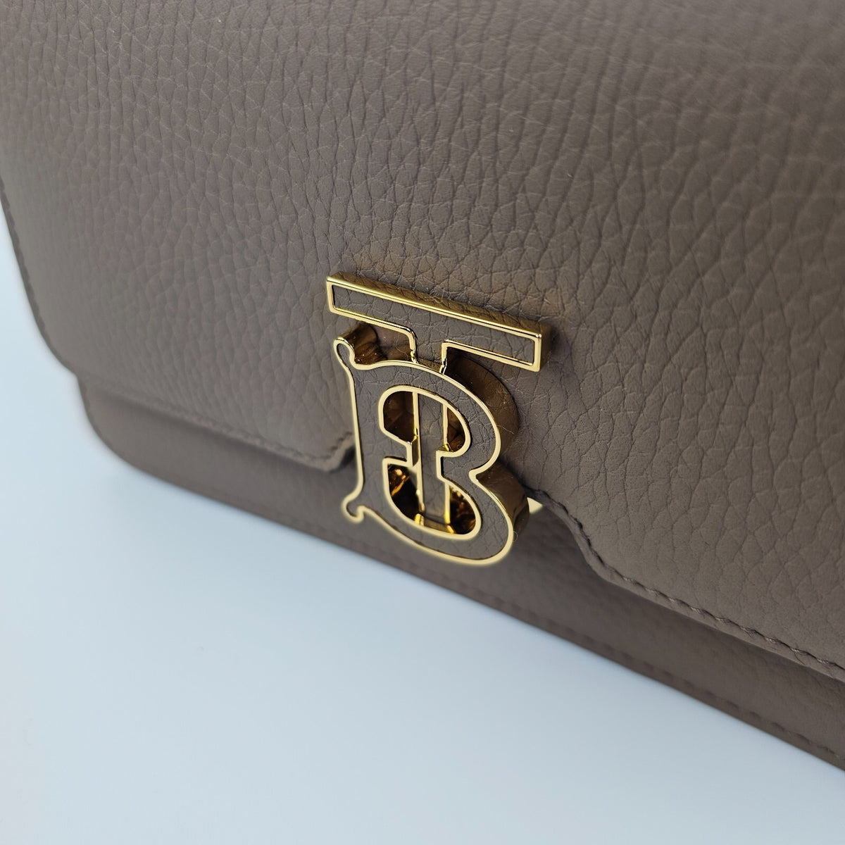 BURBERRY Mini Grainy TB Light Saddle Brown Leather Shoulder Bag New