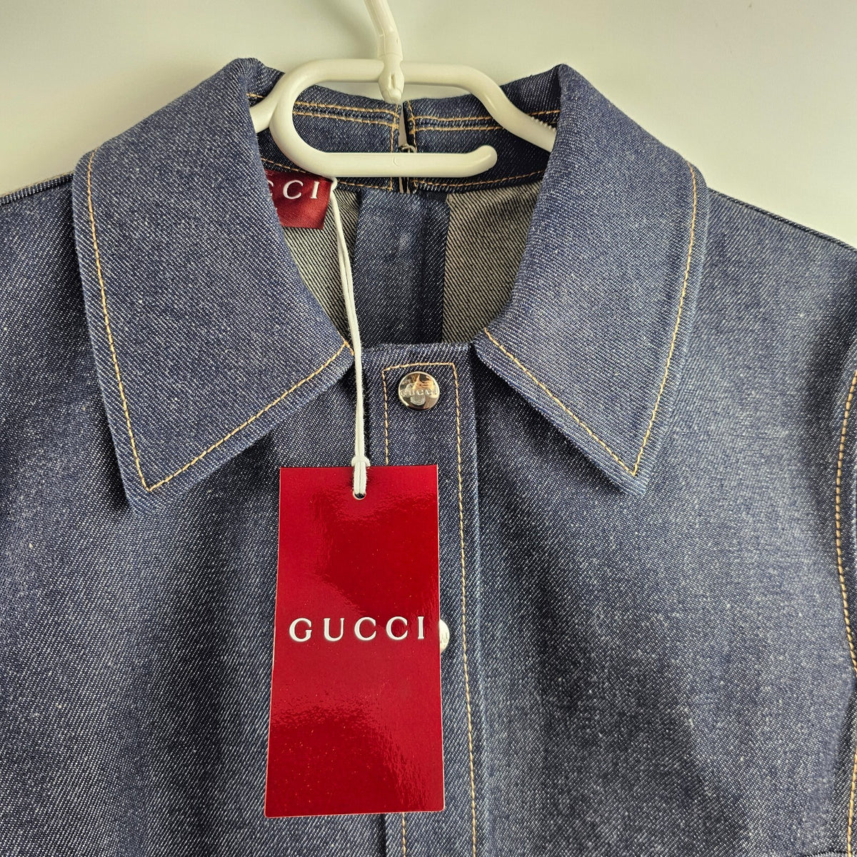 GUCCI $2800 Dark Blue Denim With Horsebit Mini Dress New & Authentic