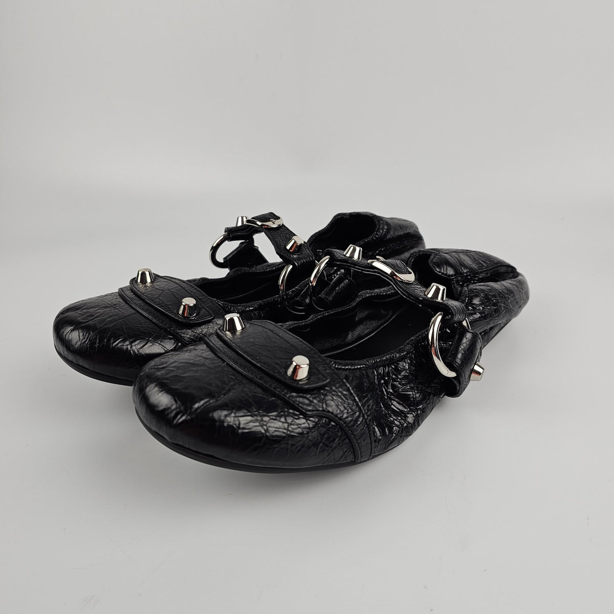 BALENCIAGA City $950 Black Leather Ballerinas New & Authentic