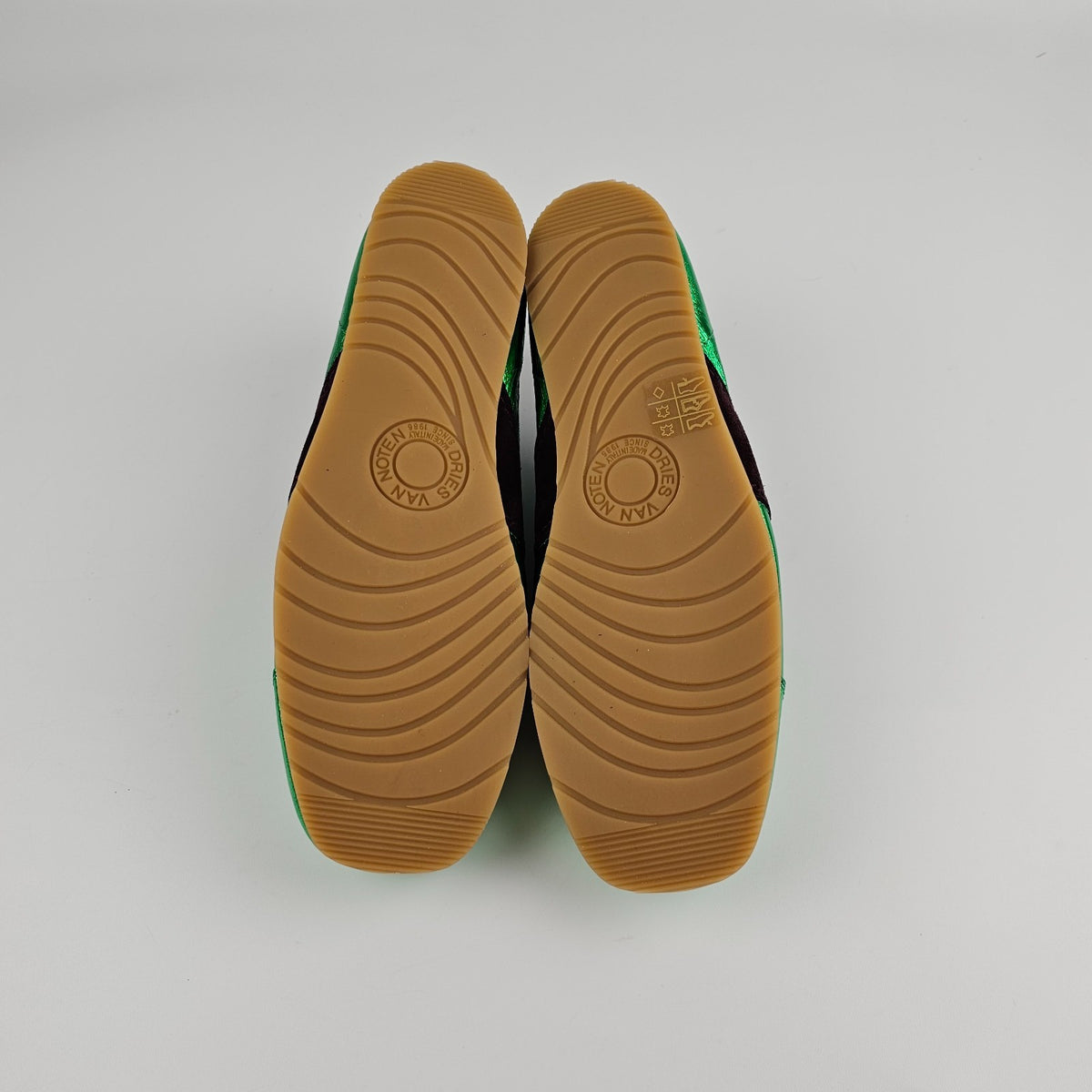 DRIES VAN NOTEN Laminated Green Leather Sneakers New And Authentic