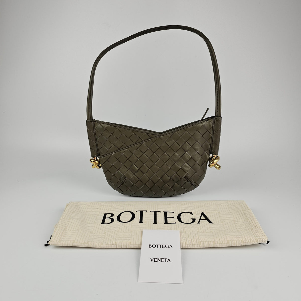 BOTTEGA VENETA Solstice Baby $2300 Cypress Leather Shoulder Bag New