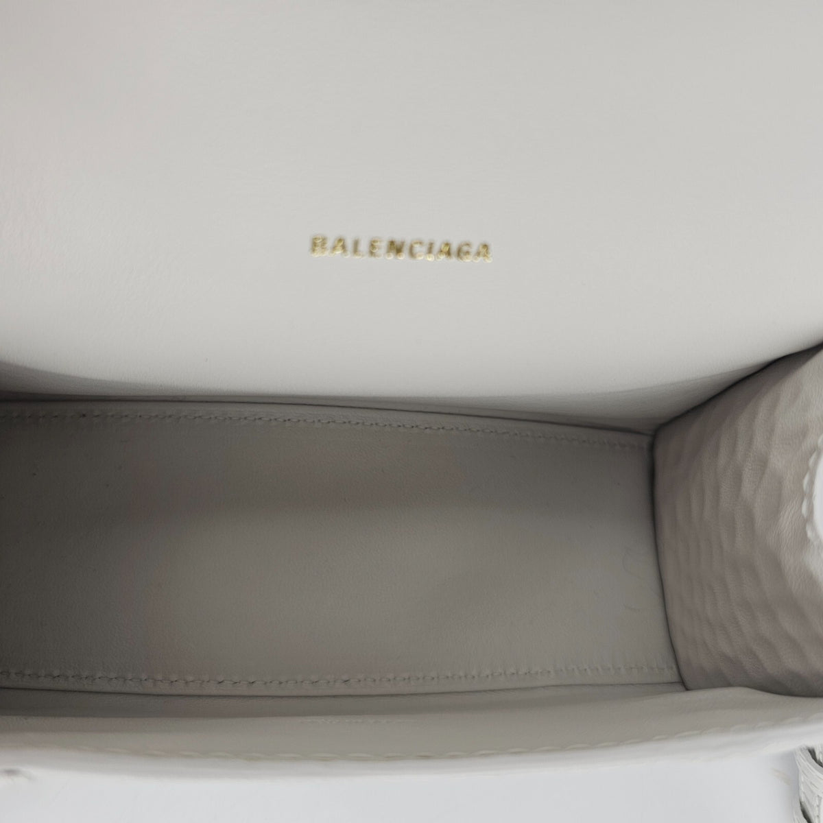 BALENCIAGA XS Hourglass Embossed White Leather Bag New