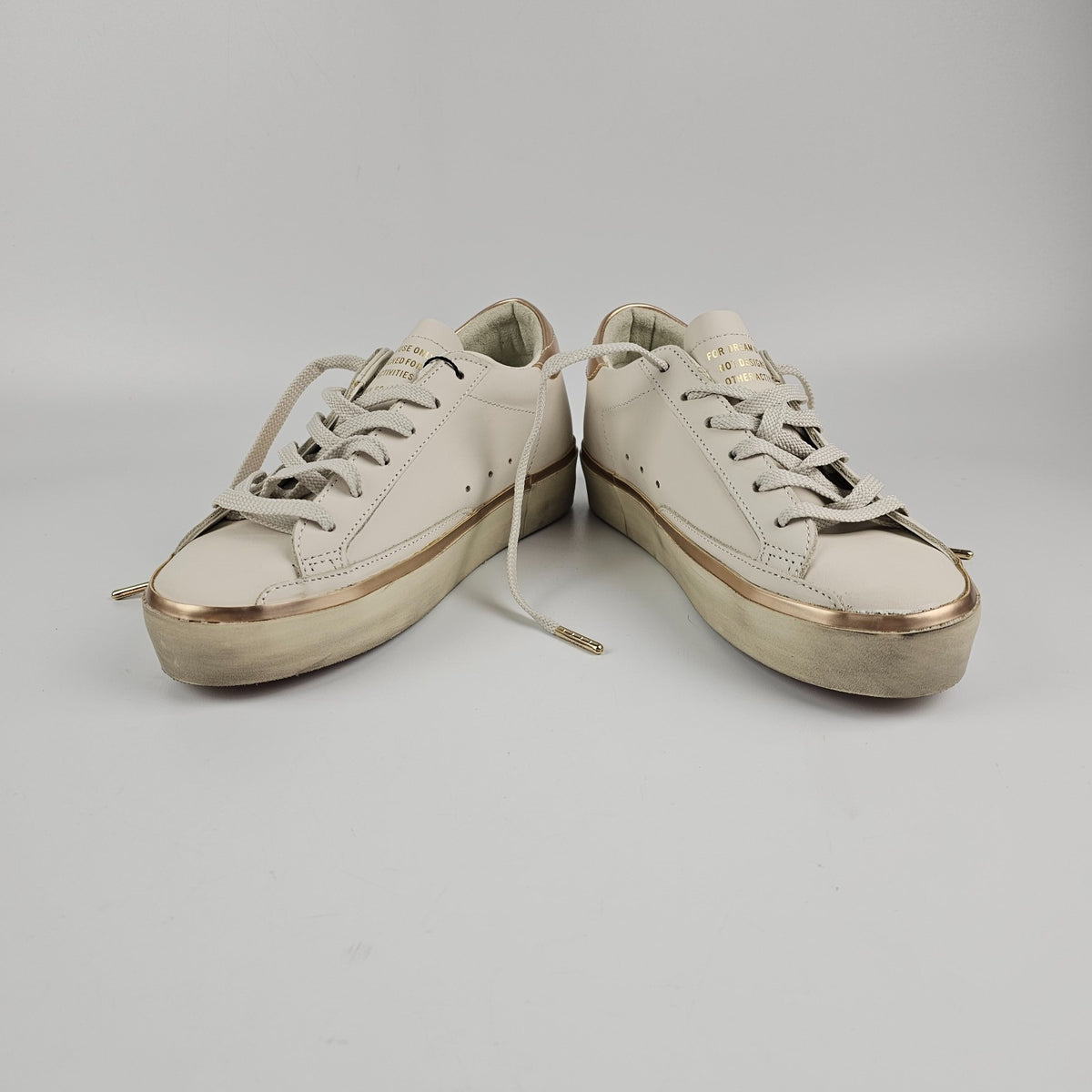 GOLDEN GOOSE Hi Star Women's White/Rose Gold Sneakers New