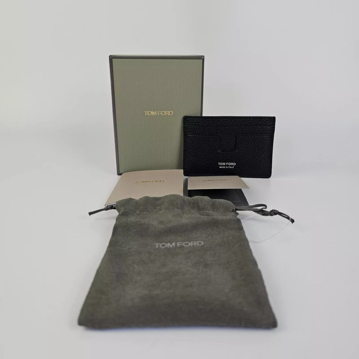 TOM FORD Men's Black Grain Leather Classic Card Holder Used