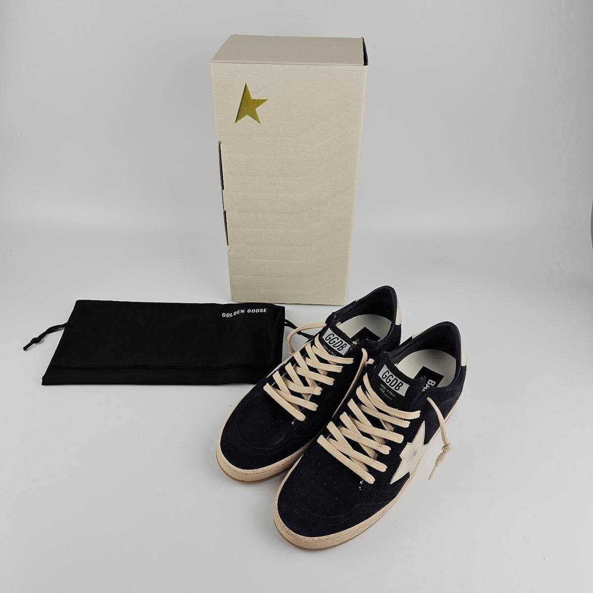 GOLDEN GOOSE Men's Ball Star Navy/White Suede Sneakers New