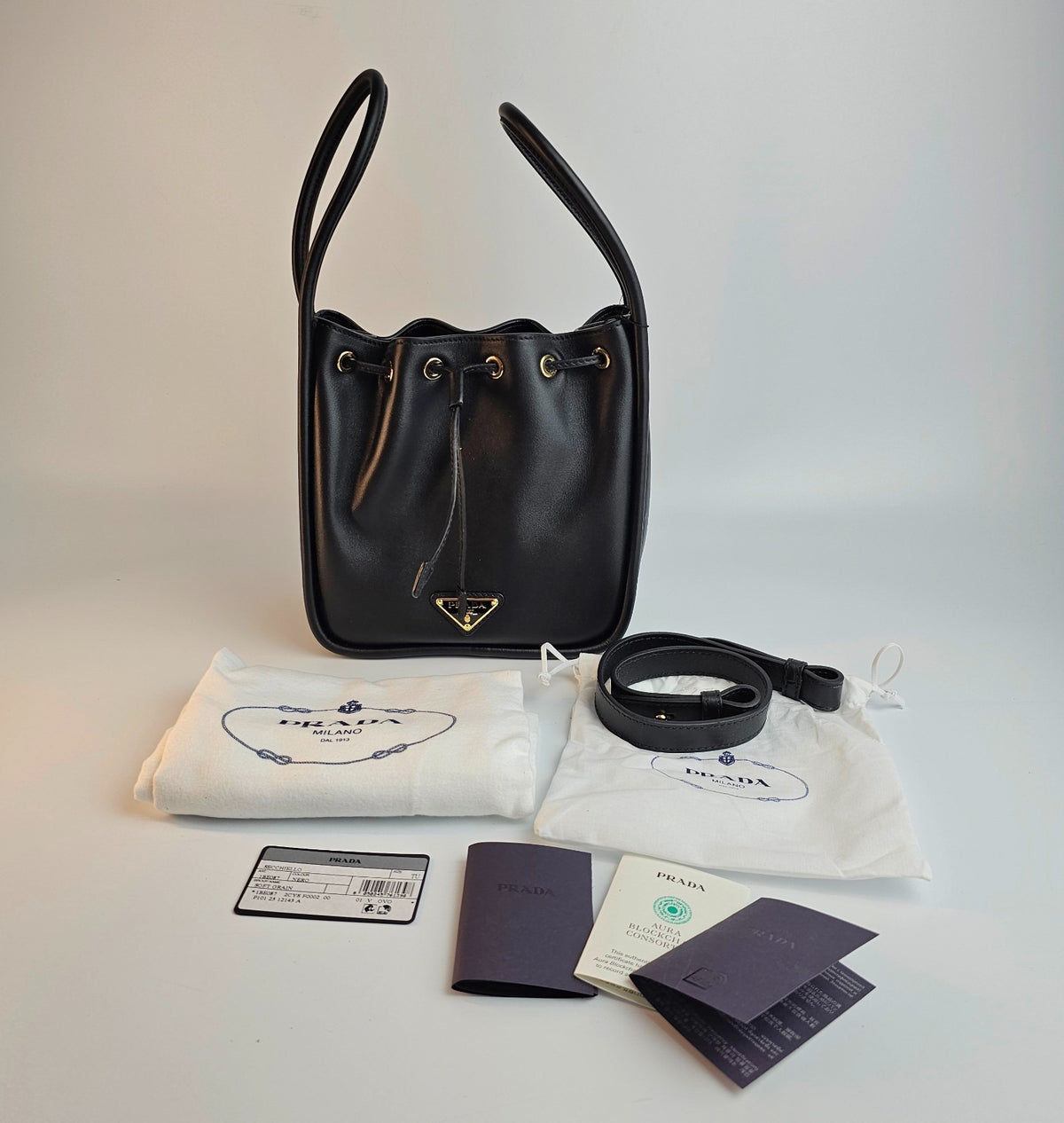 PRADA Darling Mini $2850 Black Leather Bucket Bag New & Authentic