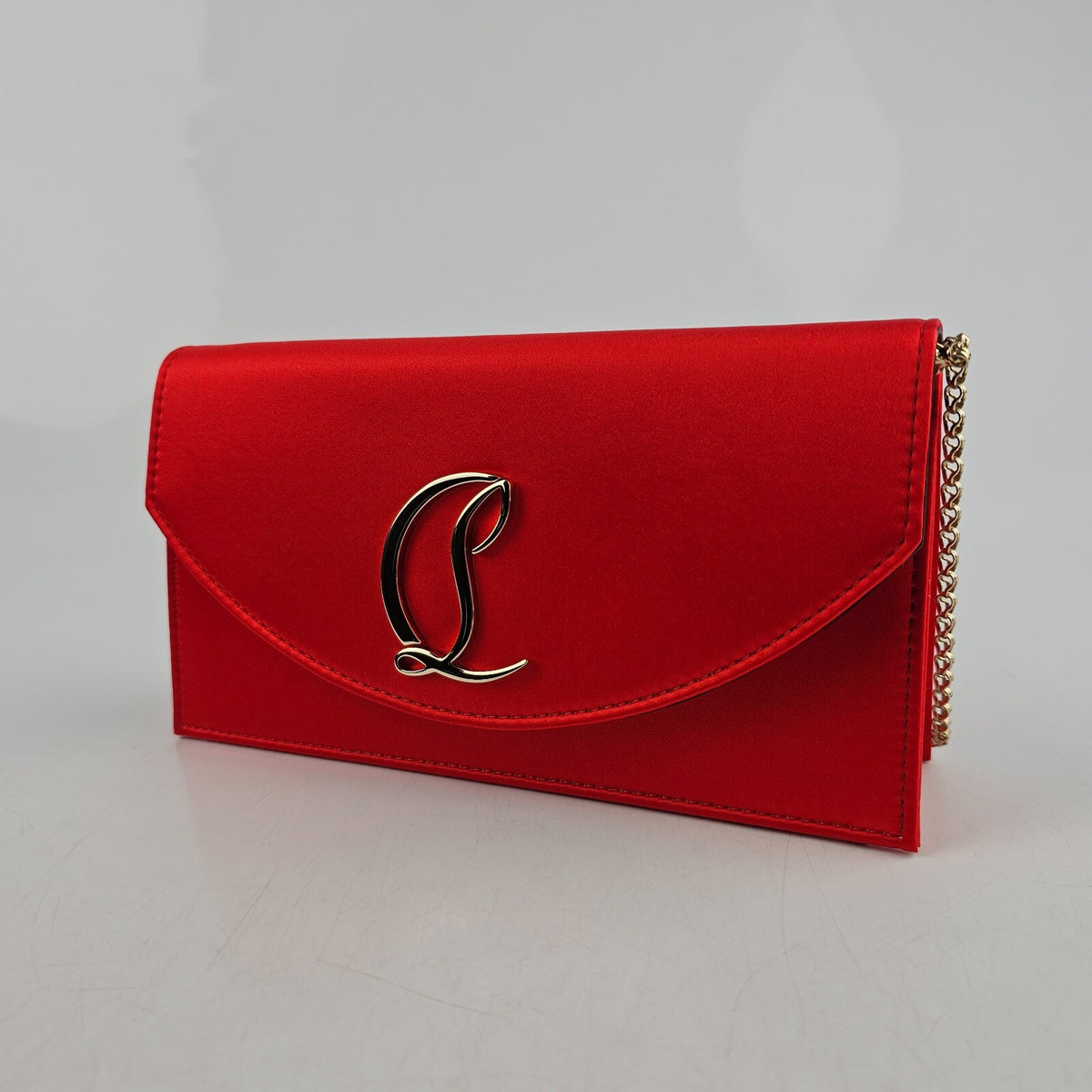 CHRISTIAN LOUBOUTIN Loubi54 Ole Red Satin Shoulder Bag New
