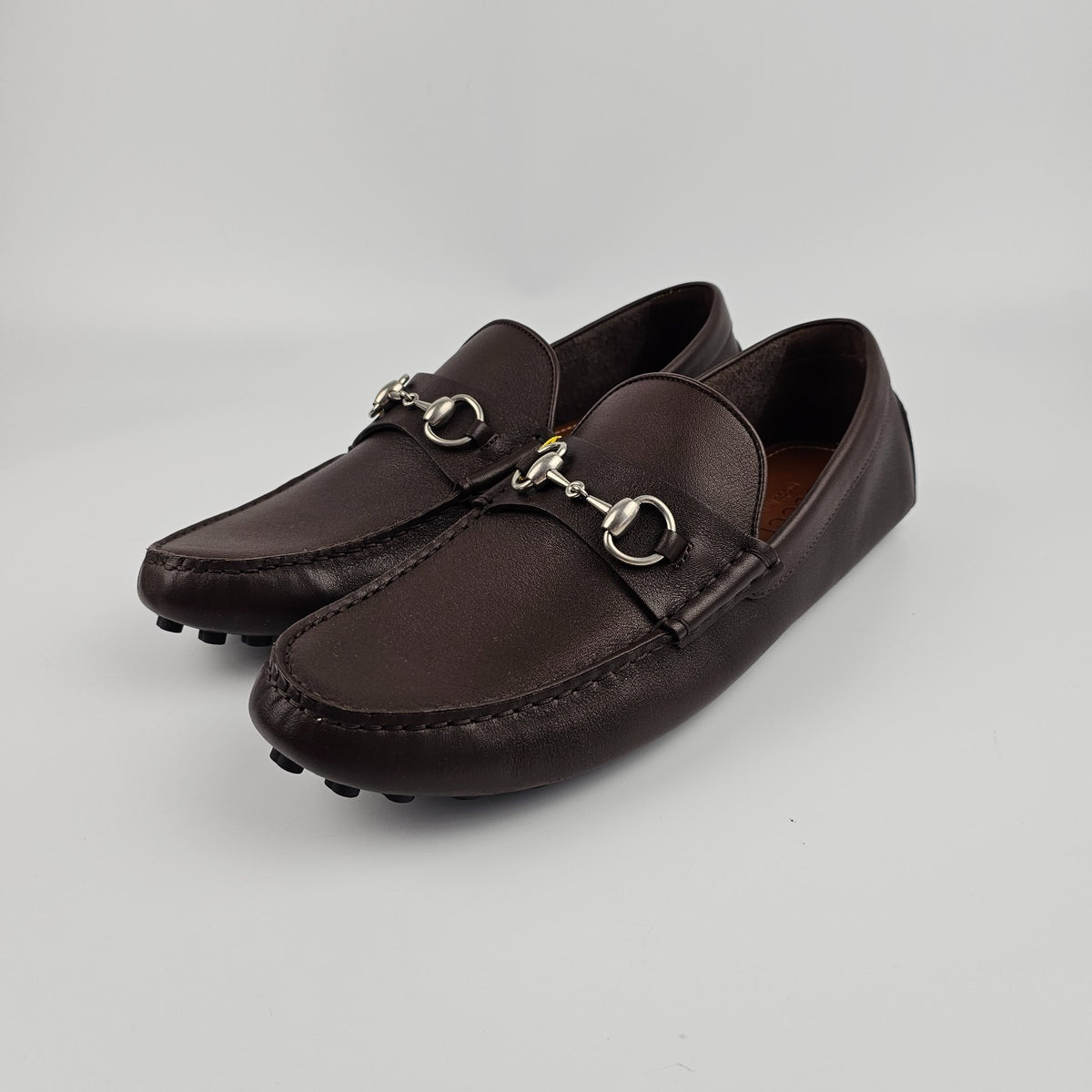 GUCCI Driver $930 Men's Brown Leather With Horsebit Loafers New & Authentic