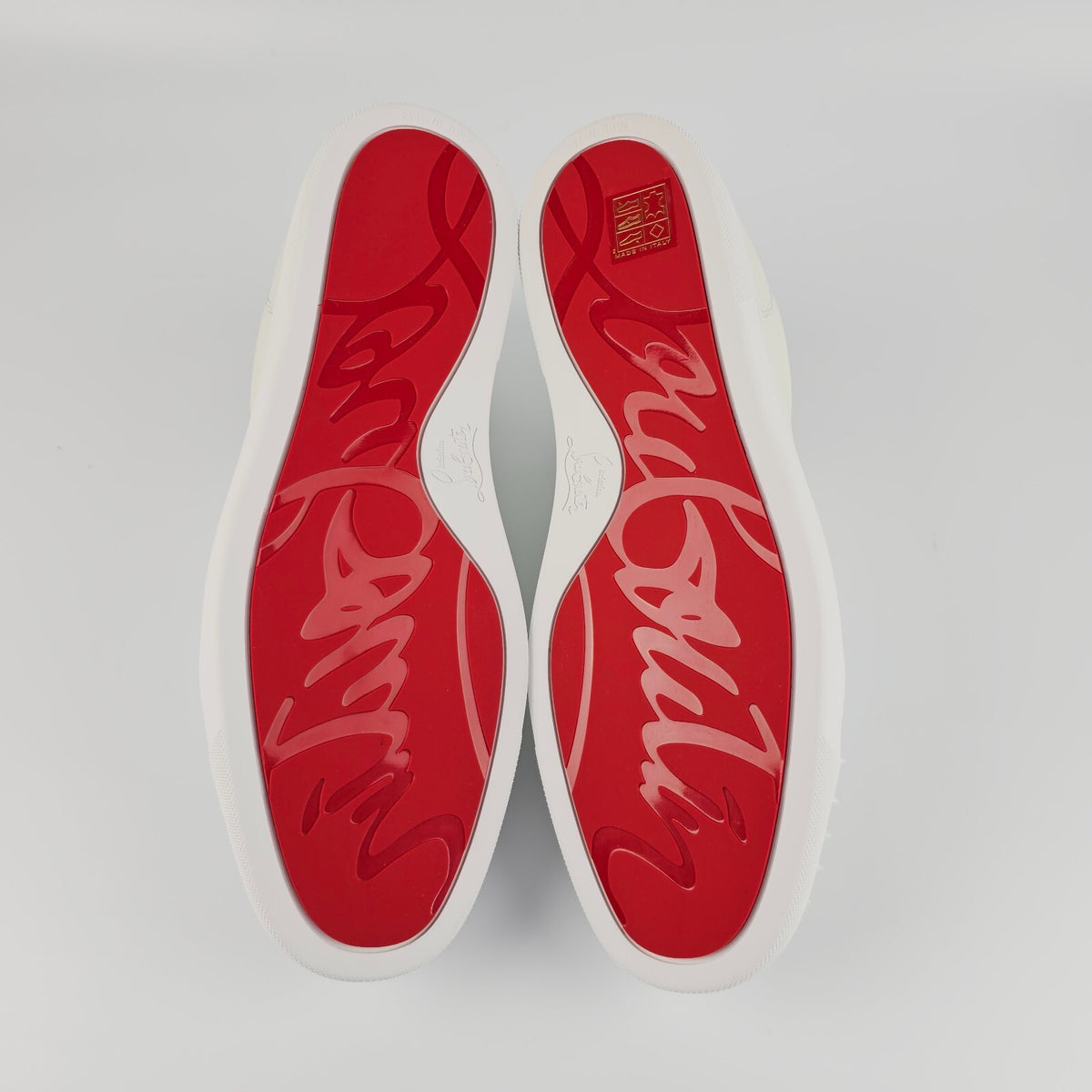 Christian Louboutin Louis Junior Spikes White Leather Sneakers New