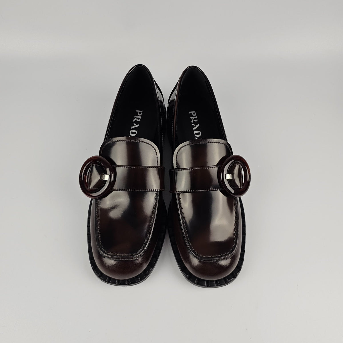 PRADA Brown Leather Loafers New And Authentic