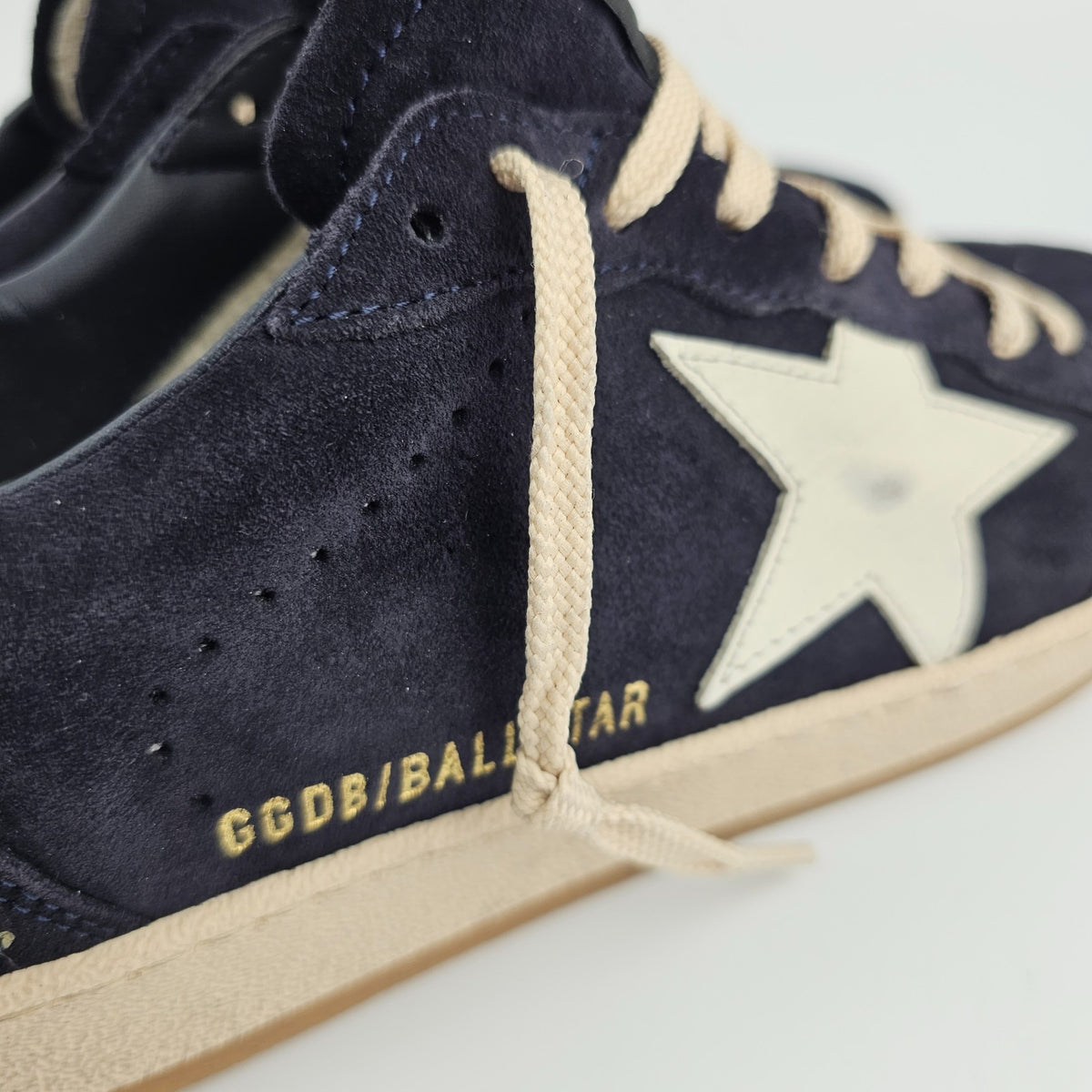 GOLDEN GOOSE Ball Star Men's White/Blue Suede Low Top Sneakers New
