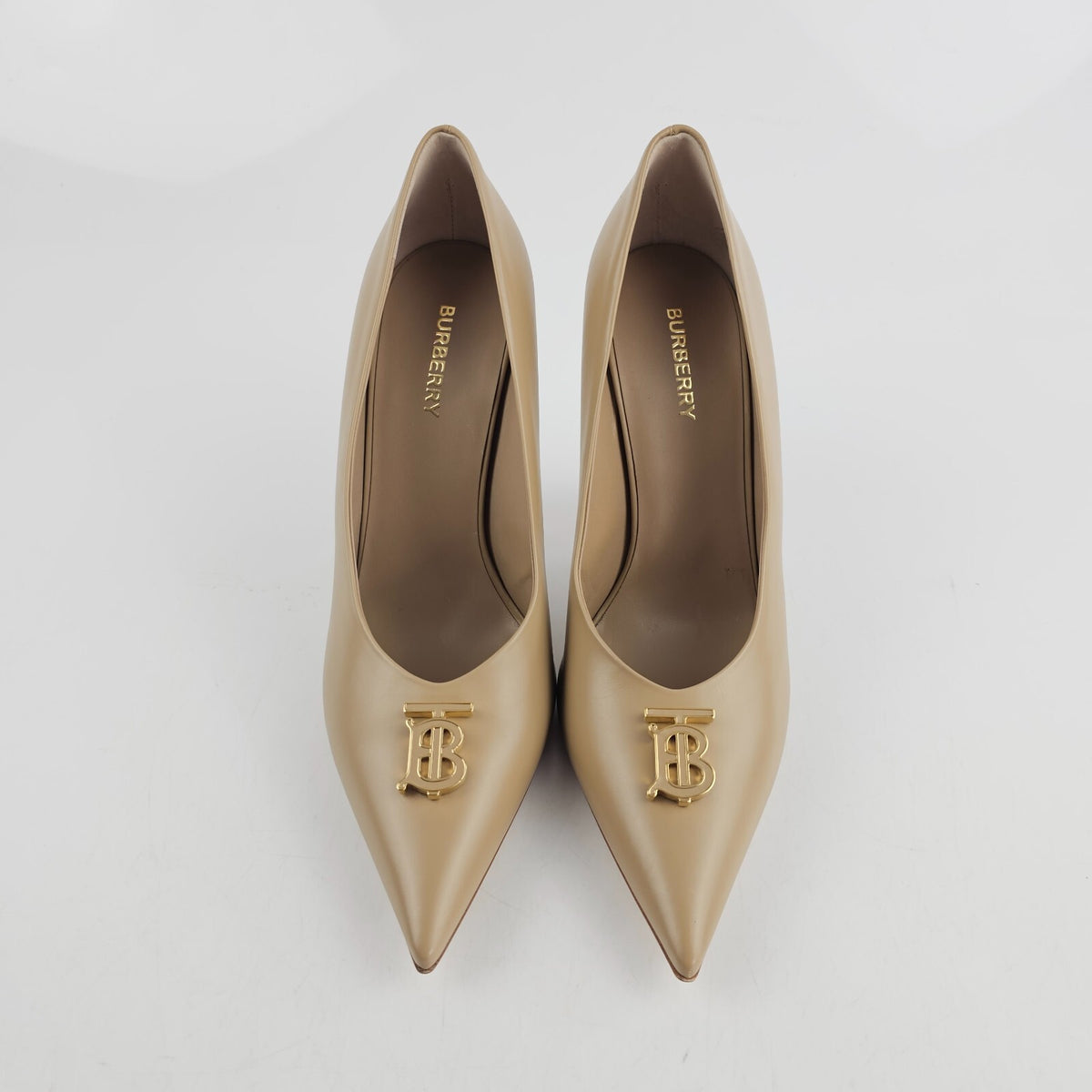 BURBERRY Ezra 100mm Nude Leather Pumps Size 40 US 10
