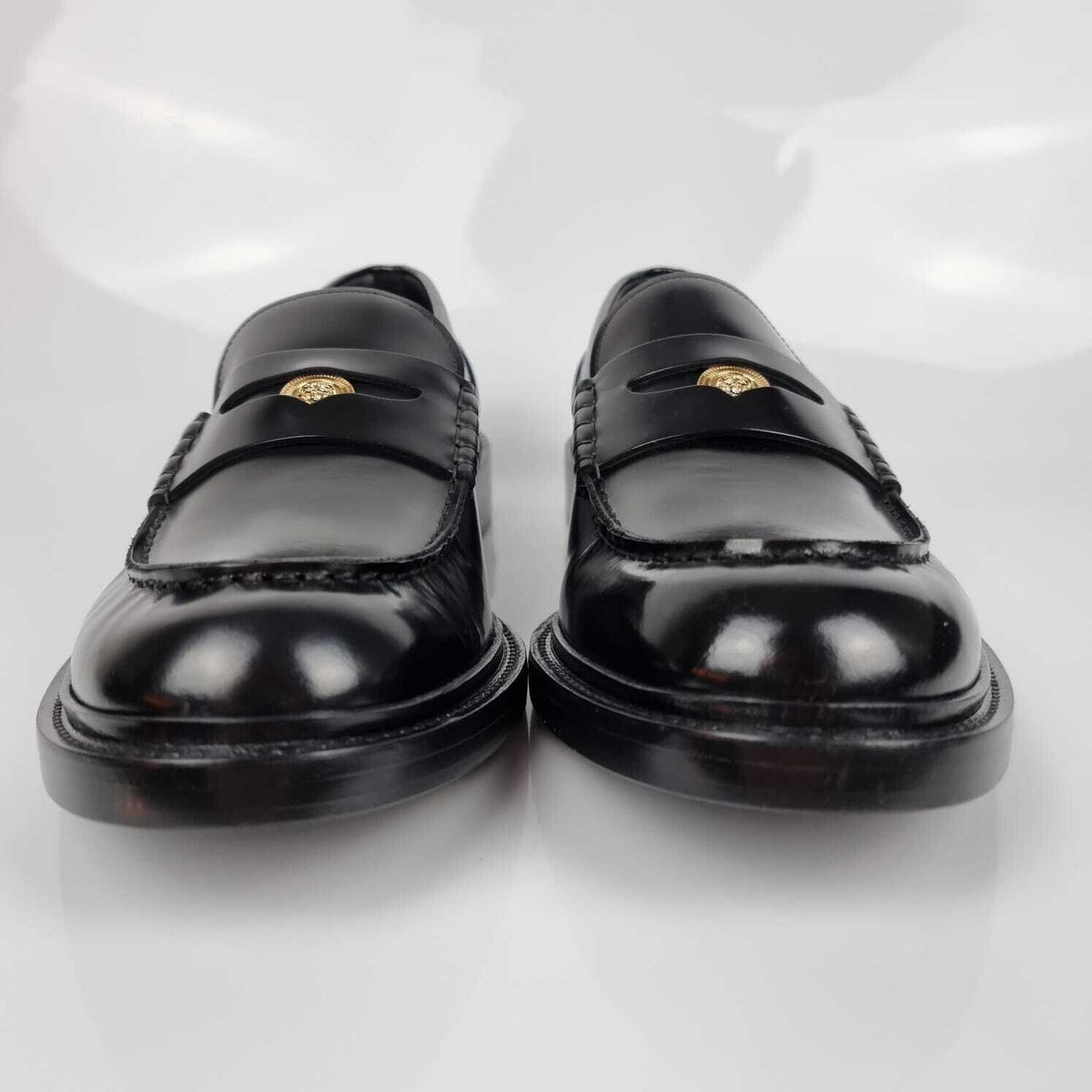 VERSACE La Medusa Black Leather Loafers New Size 46 US 13