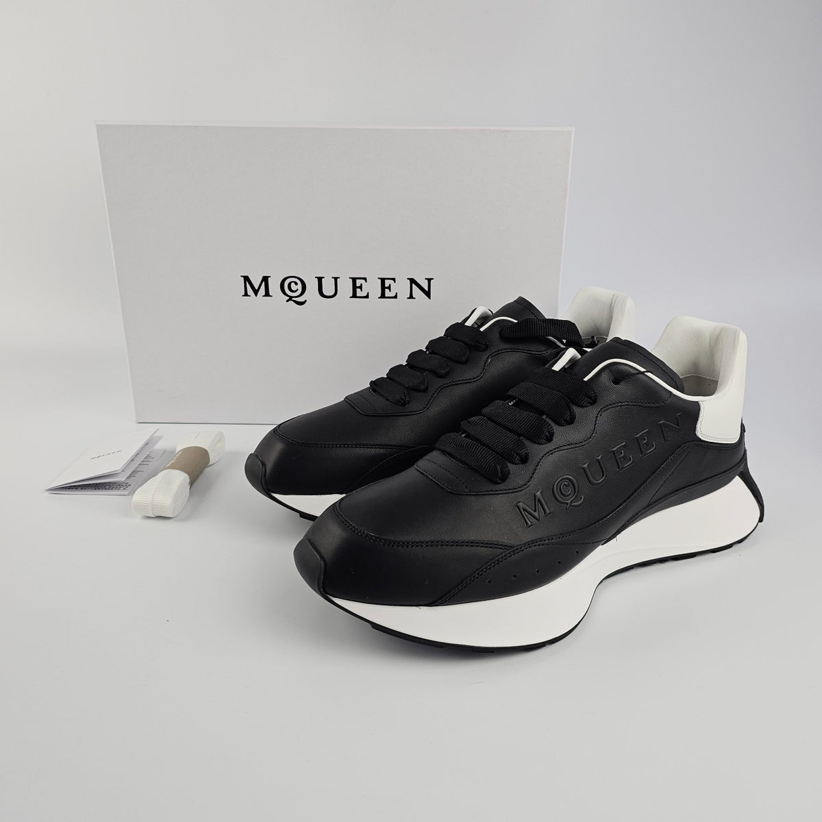 ALEXANDER MCQUEEN Sprint Runner $850 Men's Black/White Sneakers New & Authentic