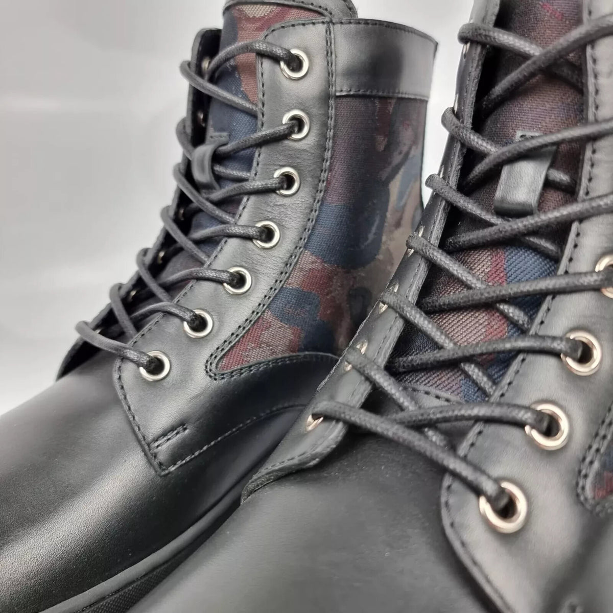 Dior Homme Explorer Camouflage Black Leather Boots New Size EU 40 US 7