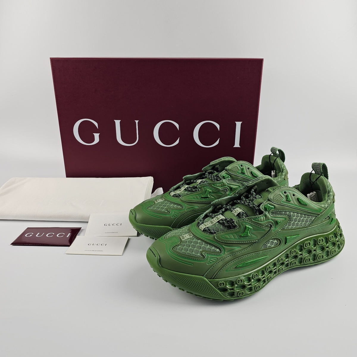 GUCCI Cub3D $1290 Men's Green Sneakers New & Authentic