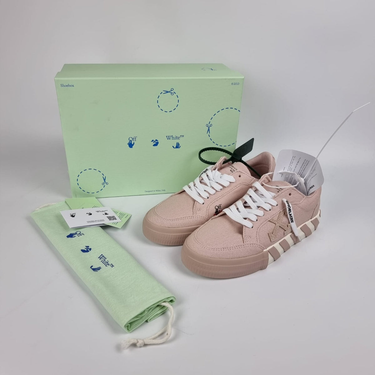 OFF-WHITE Vulcanized Women's Pink Canvas Sneakers New Size 38 US 8