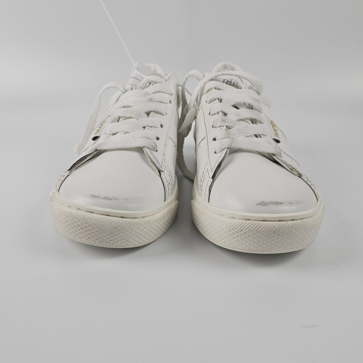 GOLDEN GOOSE Match Star Women's White/Silver Leather Low Top Sneakers New