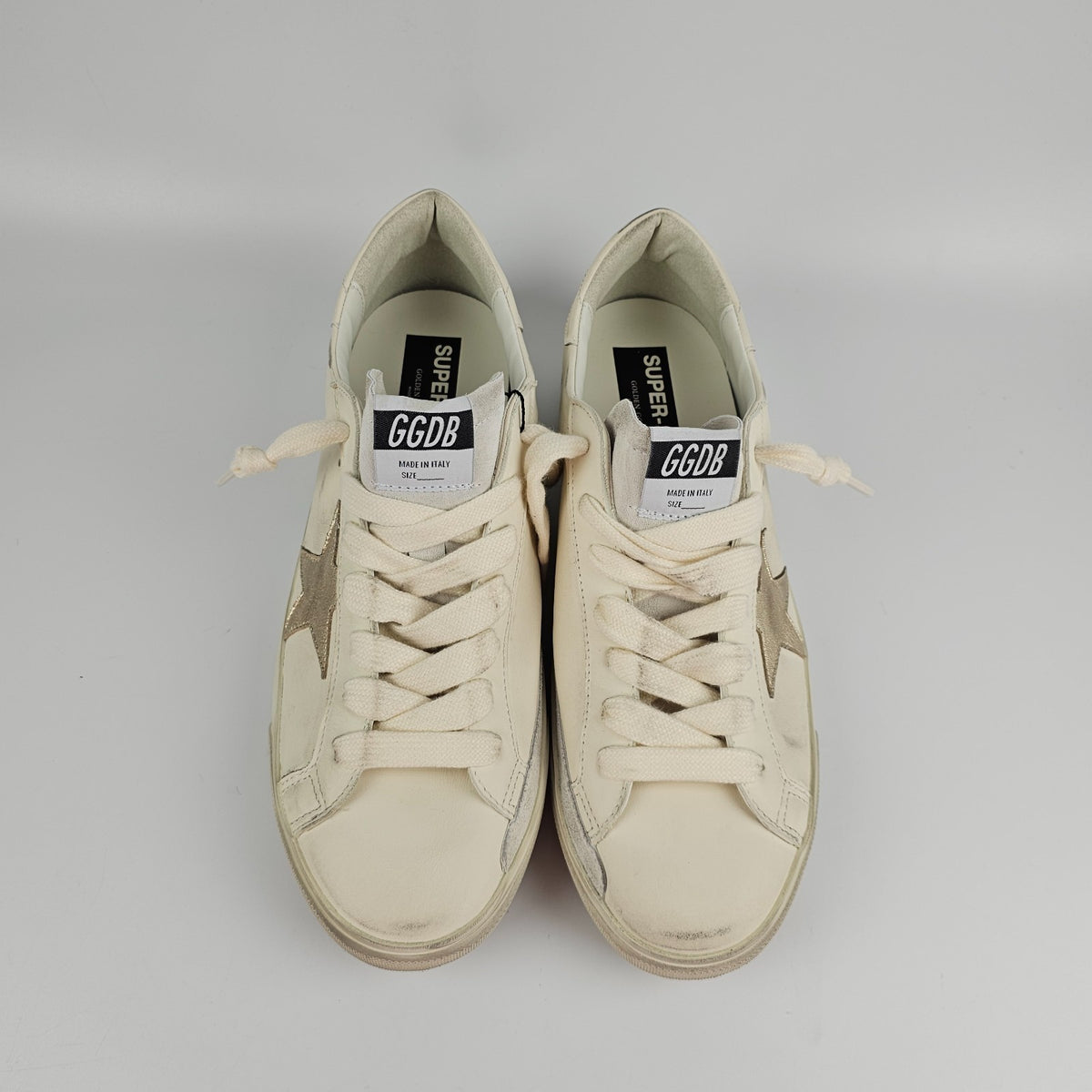 GOLDEN GOOSE Super Star Men's White/Gold Sneakers New
