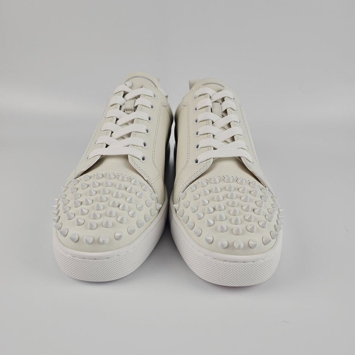 Christian Louboutin Louis Junior Spikes White Leather Sneakers New