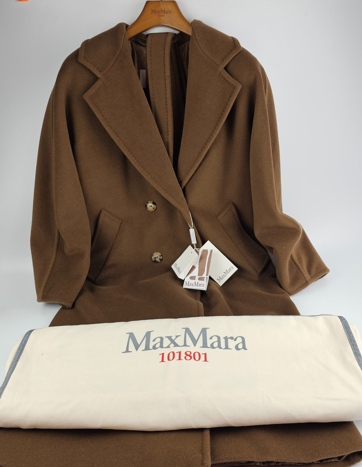 MAX MARA Madame 101801 Belted Brown Wool Long Coat New & Authentic