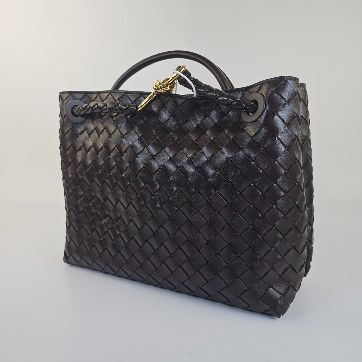 BOTTEGA VENETA Andiamo Medium $5700 Fondant Brown Leather Top Handle Bag New