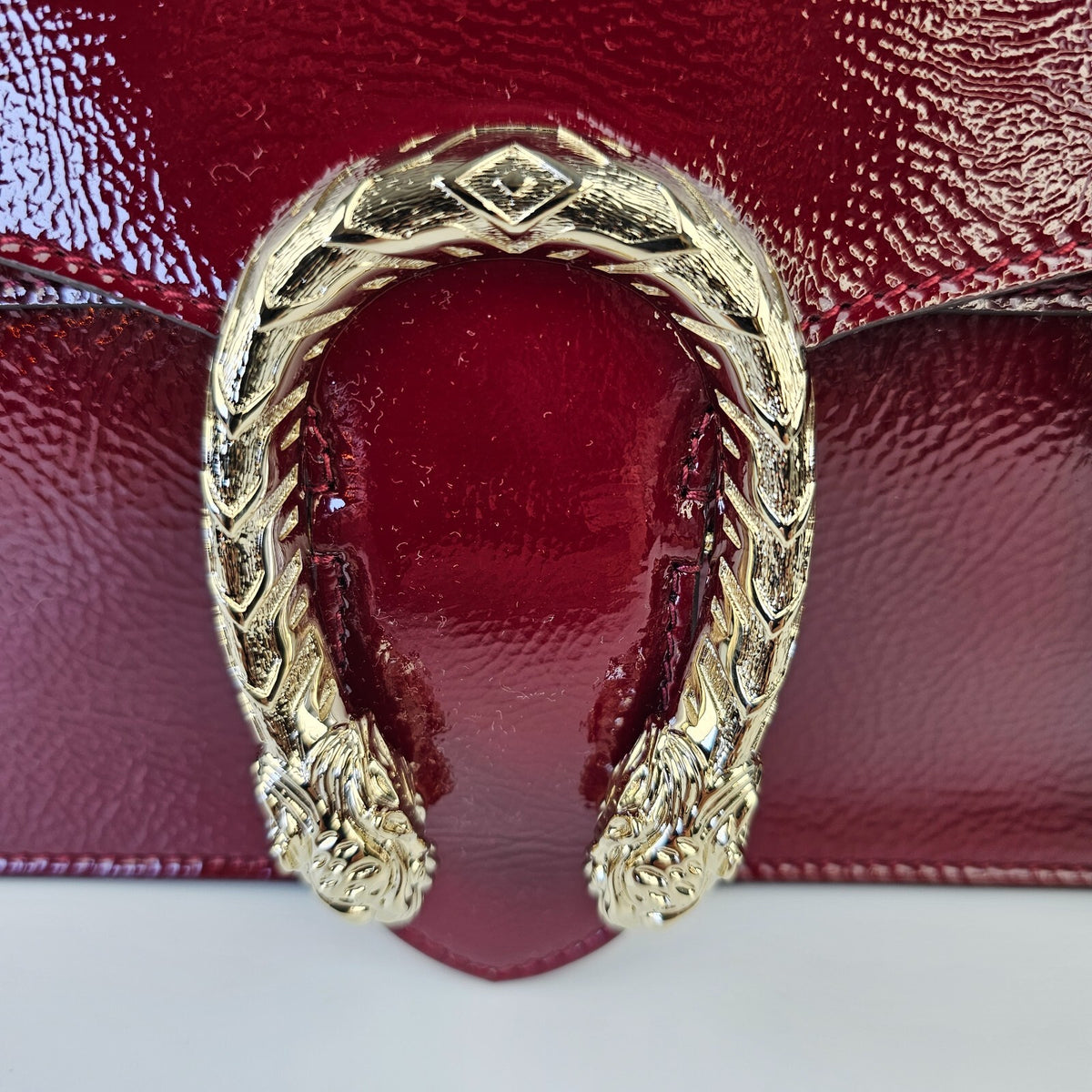 GUCCI Dionysus Medium $3650 Rosso Ancora Patent Leather Shoulder Bag New