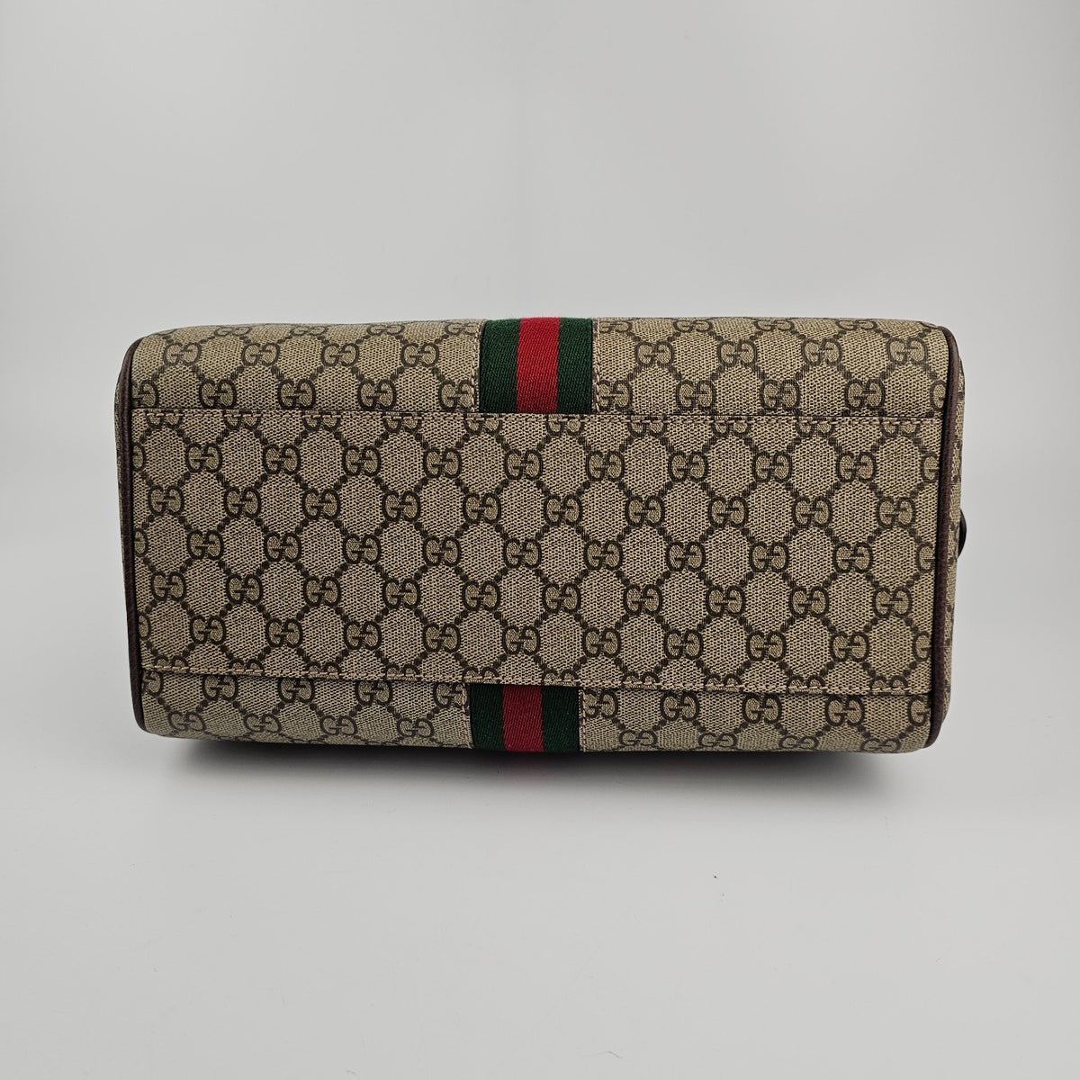 GUCCI Ophidia Large Boston Beige/Ebony GG Canvas Top Handle Bag New & Authentic