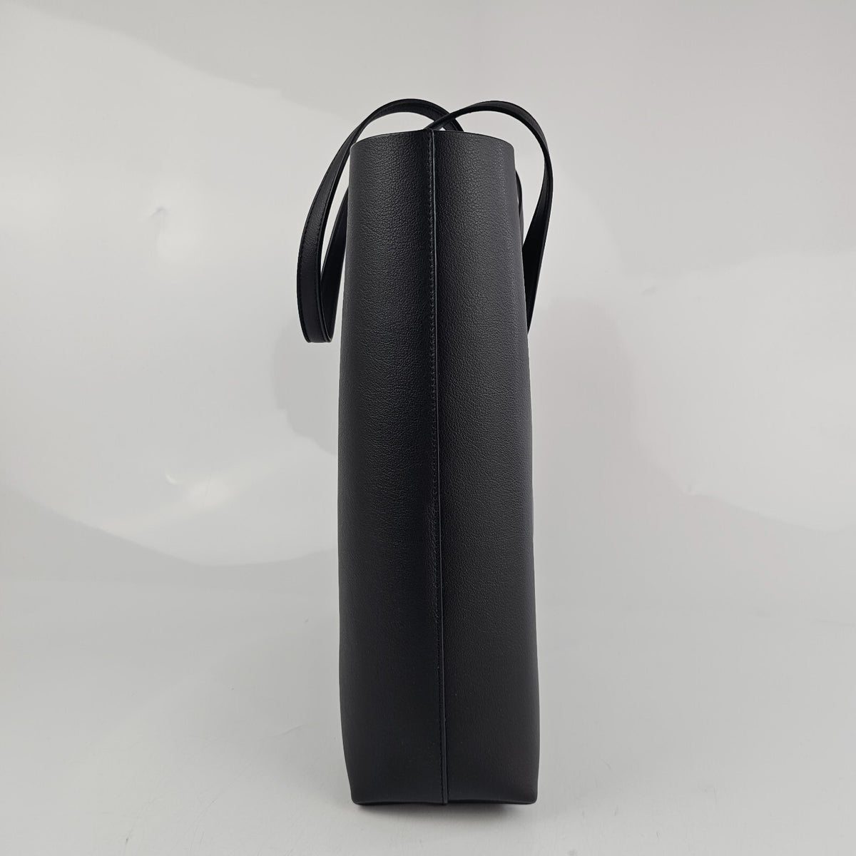SAINT LAURENT Bold Black Leather Shopping Tote Bag New