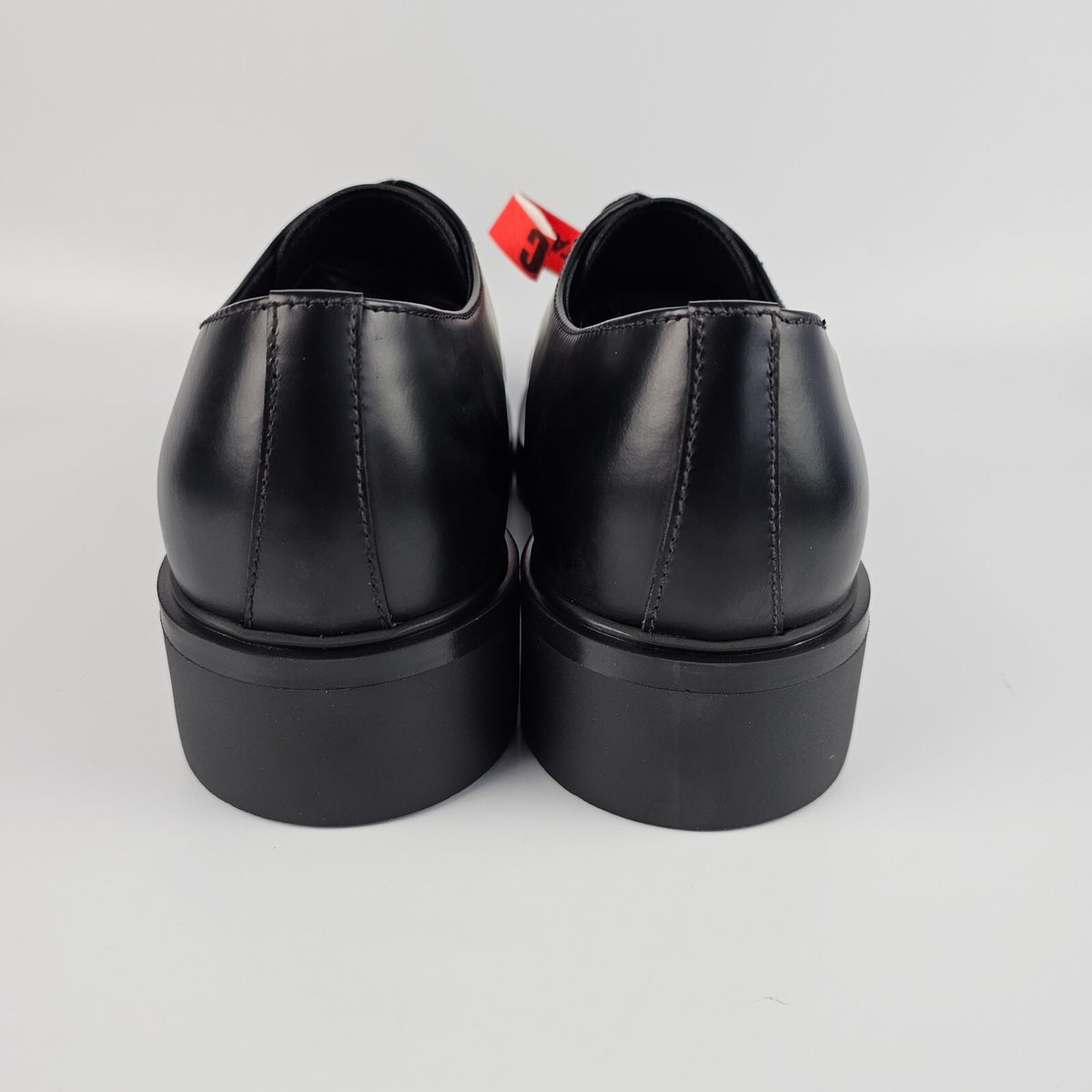 PRADA Black Brushed Leather Derby Shoes New And Authentic