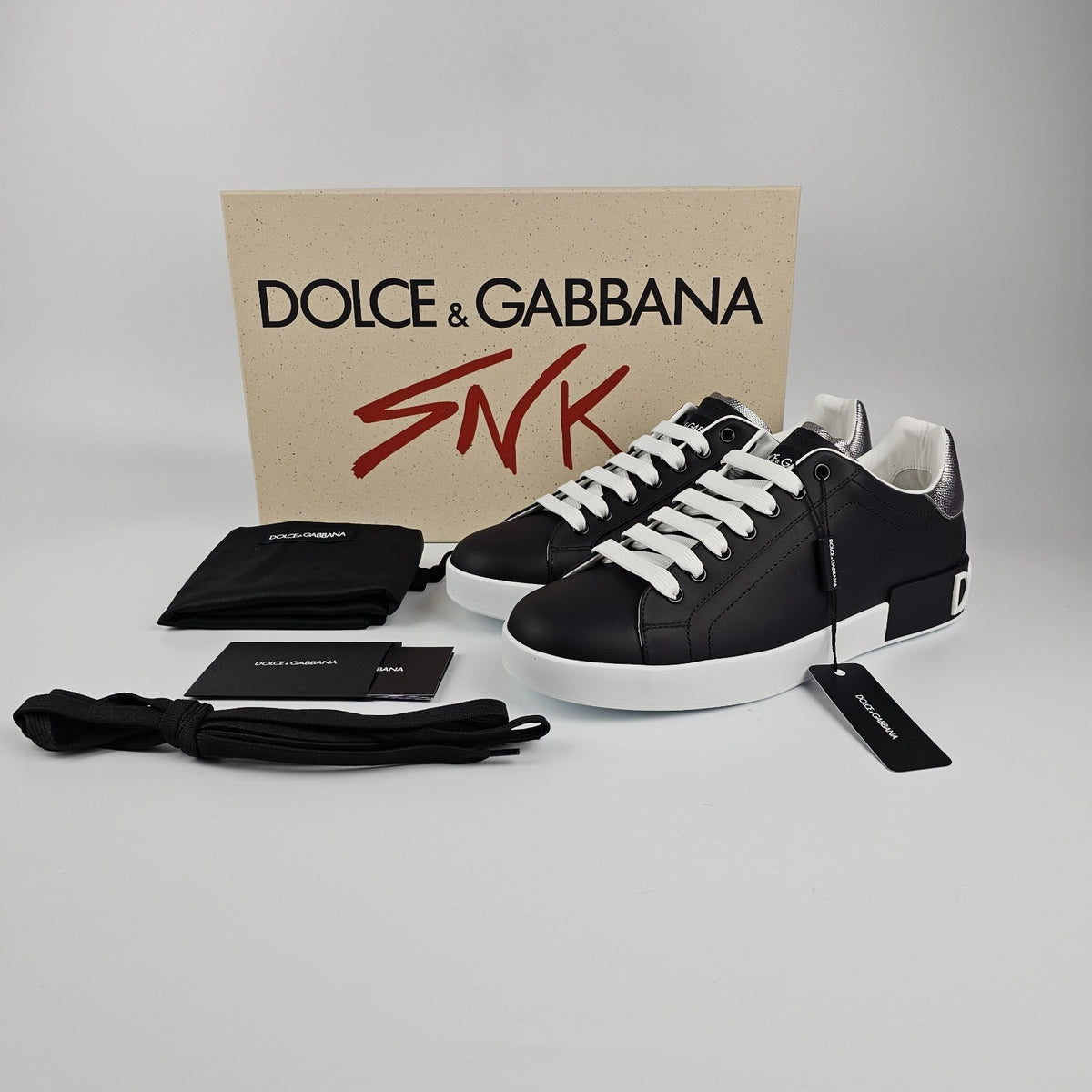 DOLCE&GABBANA Men's Portofino Black Leather New & Authentic