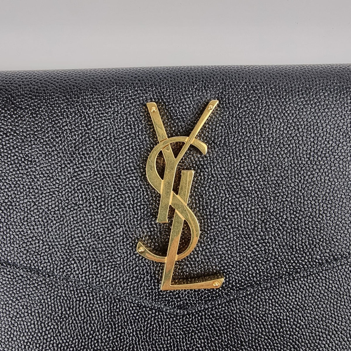 SAINT LAURENT Uptown Black Leather Clutch Bag New