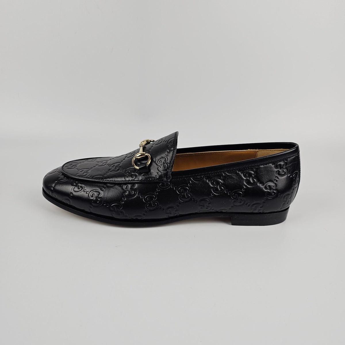 GUCCI Jordaan $1050 Women's Black GG Leather Loafers New & Authentic
