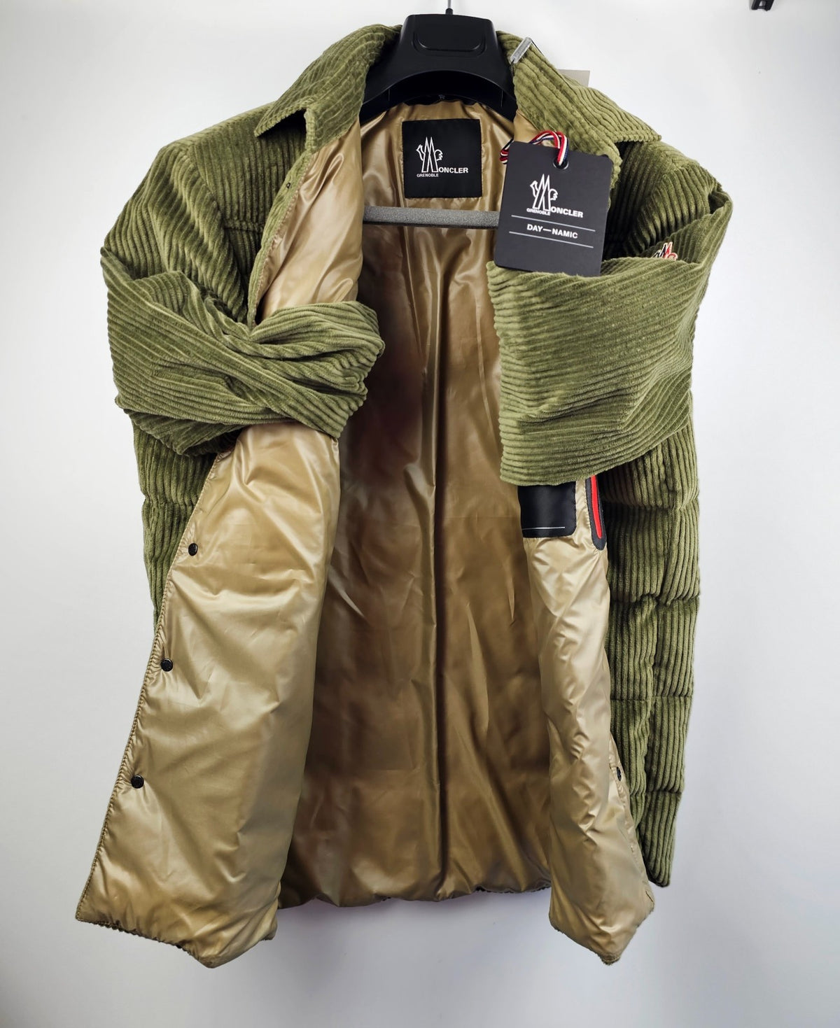 MONCLER GRENOBLE Gelt $1995 Green Corduroy Shirt Down Jacket New