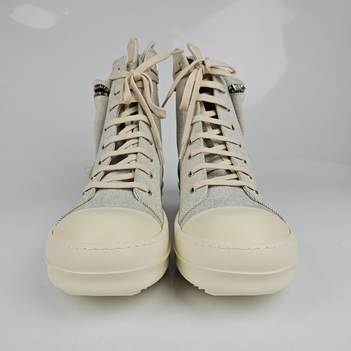 RICK OWENS DRKSHDW Ramones Cargo Melange/Milk High Top Sneakers New Size 42.5