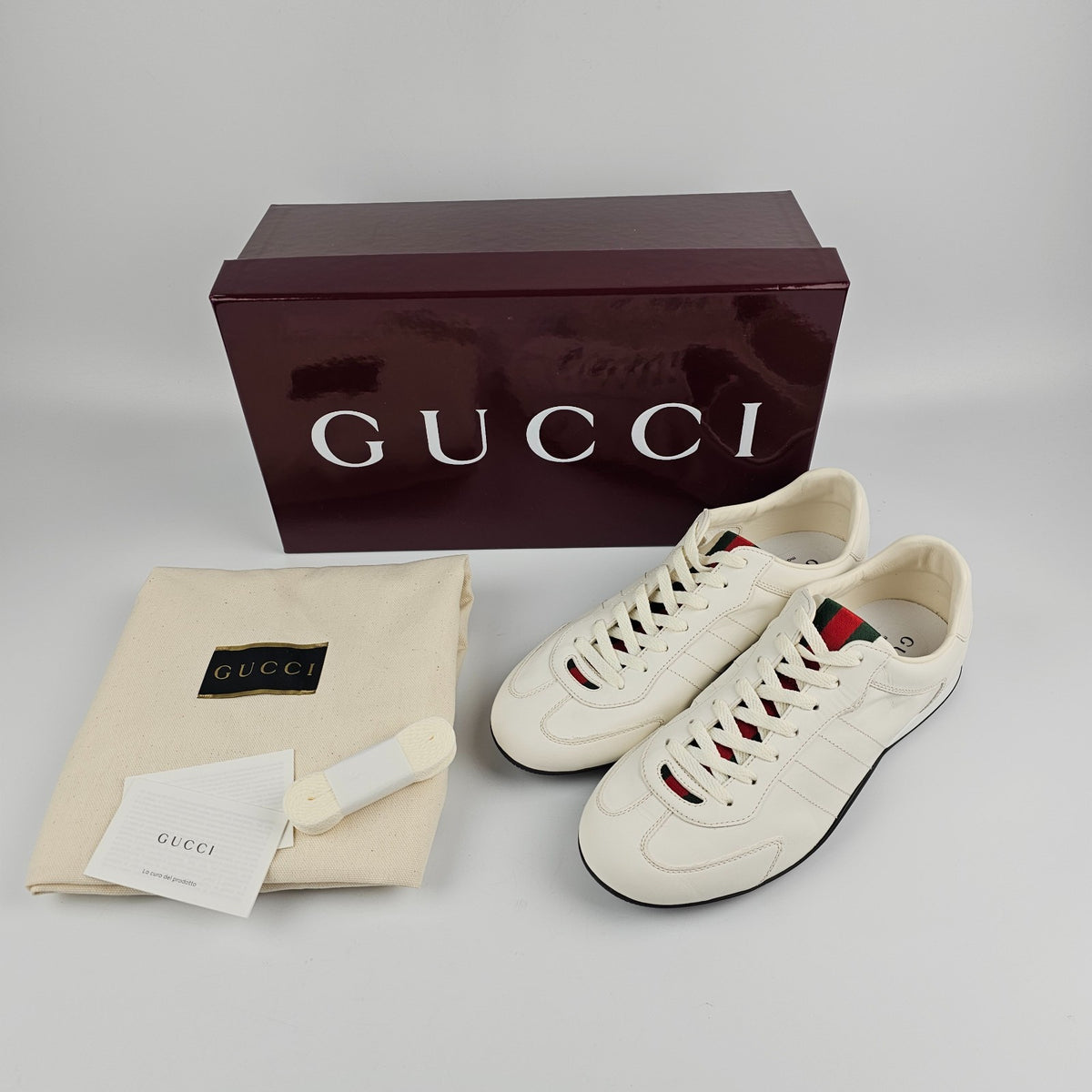 GUCCI Shift $1050 Men's White Leather Sneakers New & Authentic