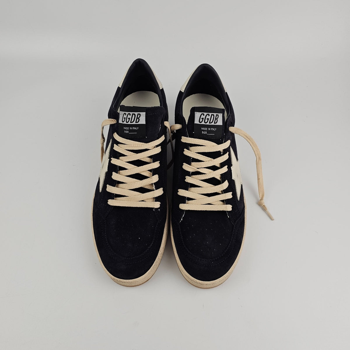 GOLDEN GOOSE Ball Star Men's White/Blue Suede Low Top Sneakers New