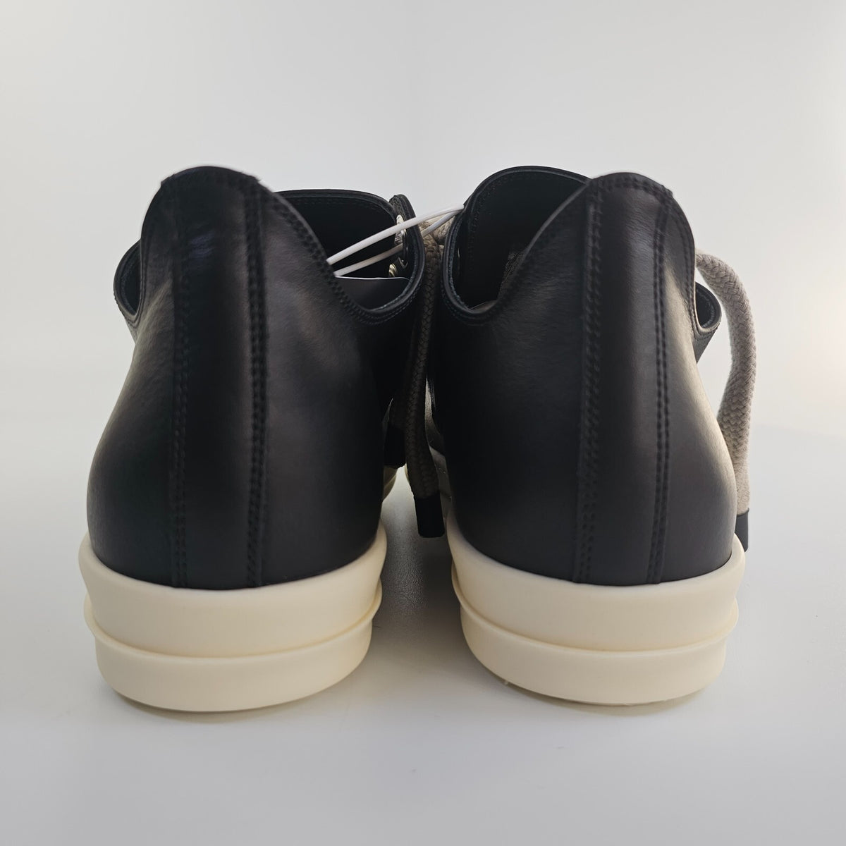 RICK OWENS Jumbolaced Porterville Black/Milk Low Top Sneakers New Size 40 US 7