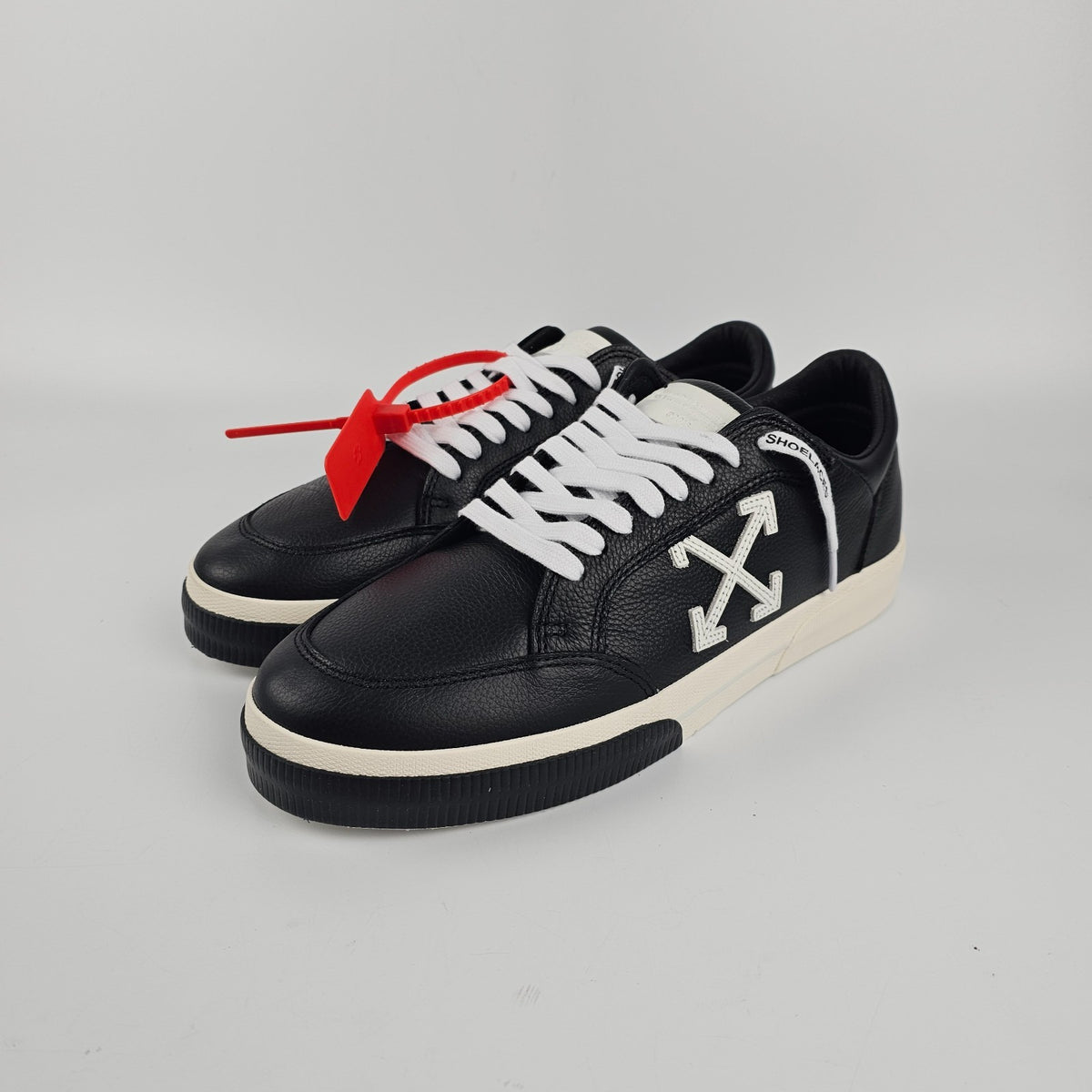 OFF-WHITE Vulcanized Black Leather Low Top Sneakers New & Authentic