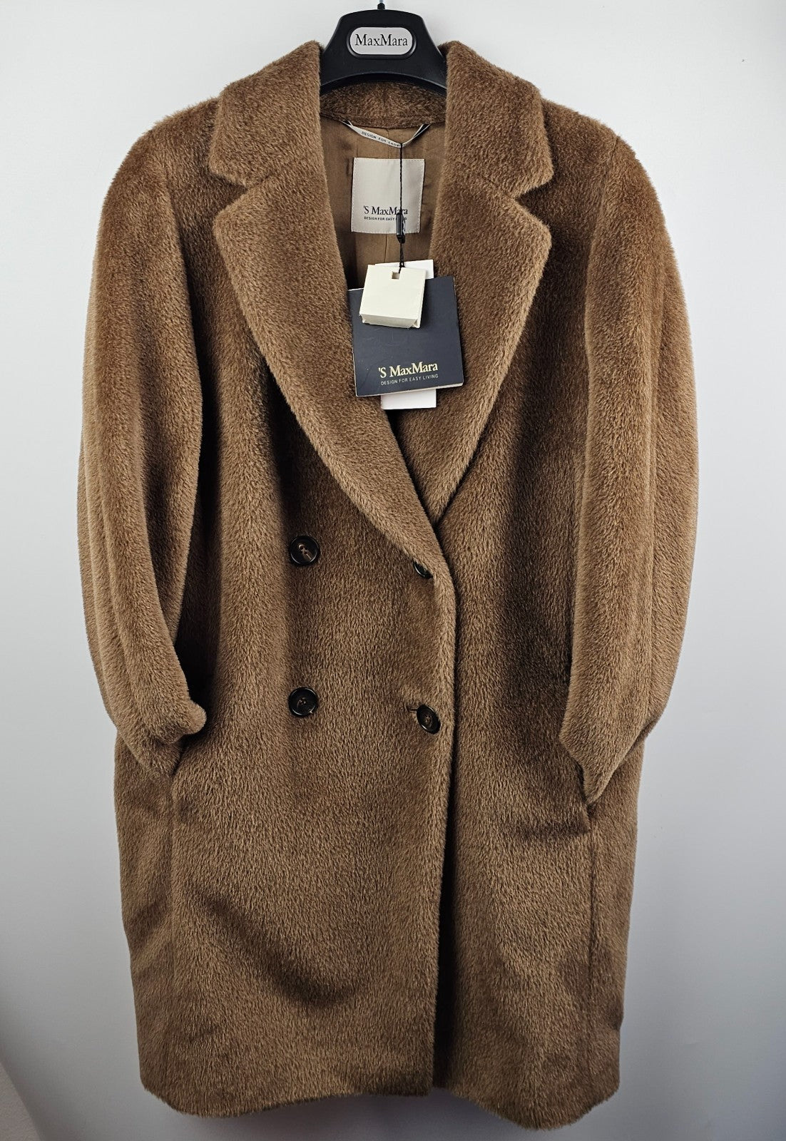 MAX MARA Roseto Double Breasted Brown Wool Long Coat New & Authentic