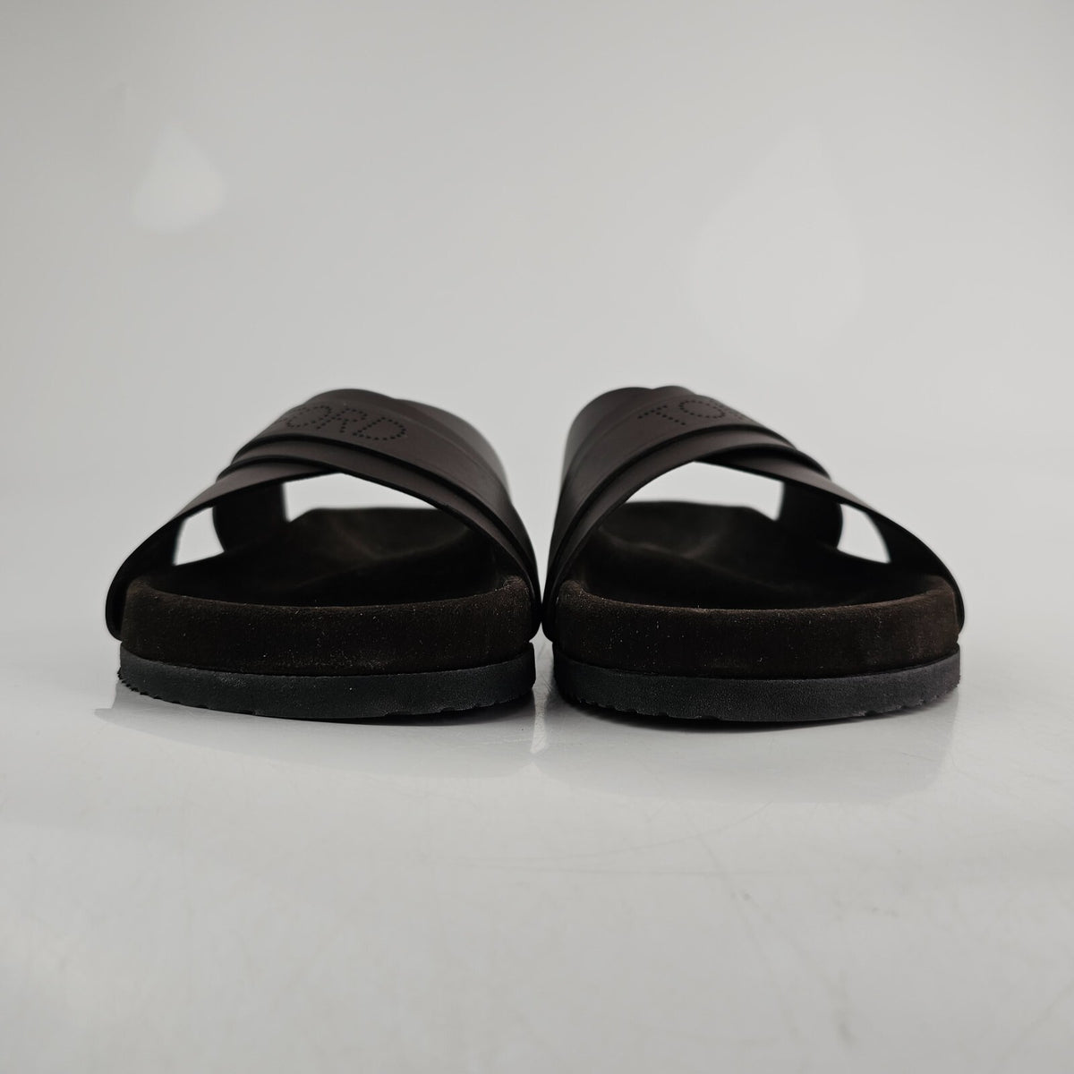 TOM FORD Wicklow Chocolate Leather Slide Sandals New Size US 8 EU 41