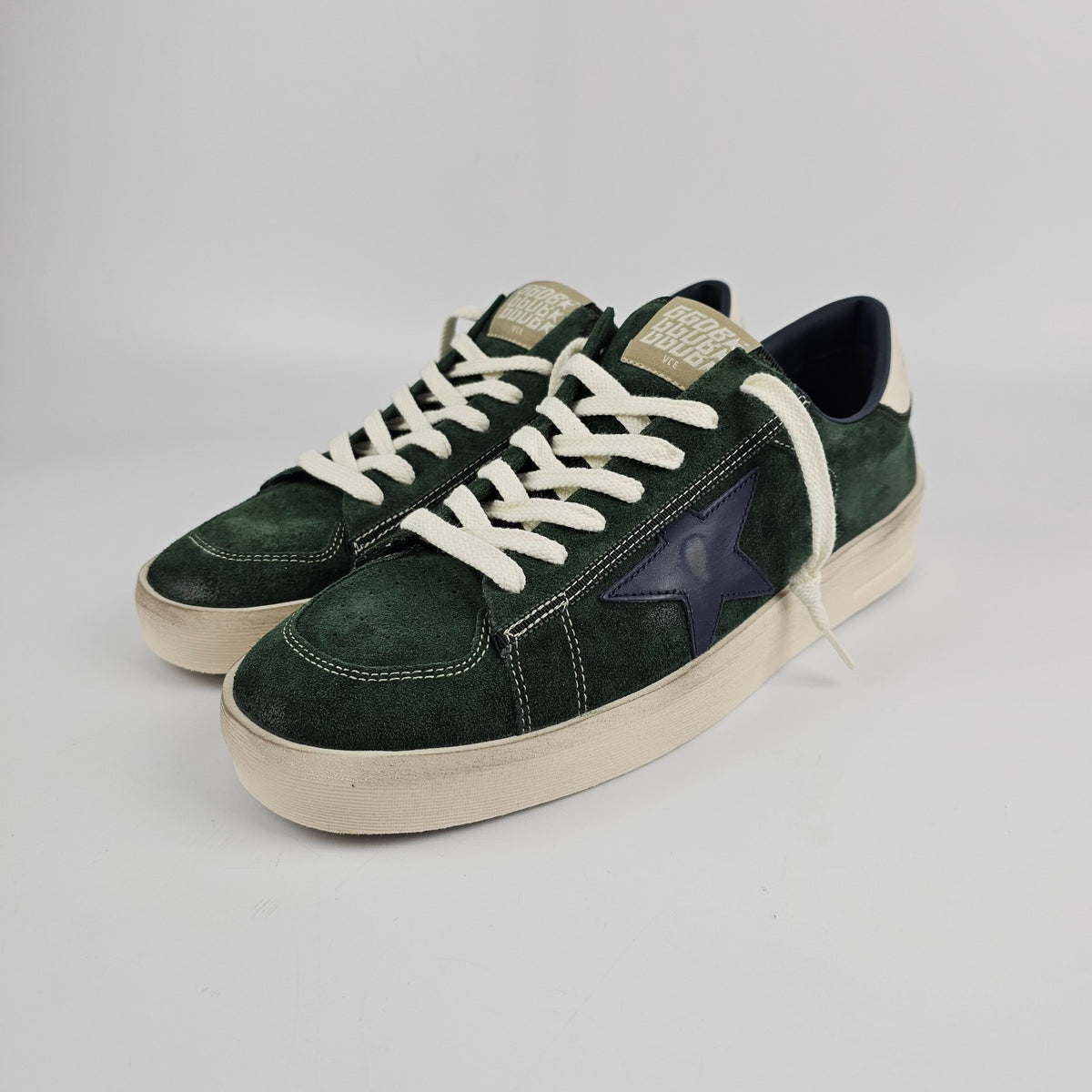 GOLDEN GOOSE Stardan Men's Green/White Suede Sneakers New