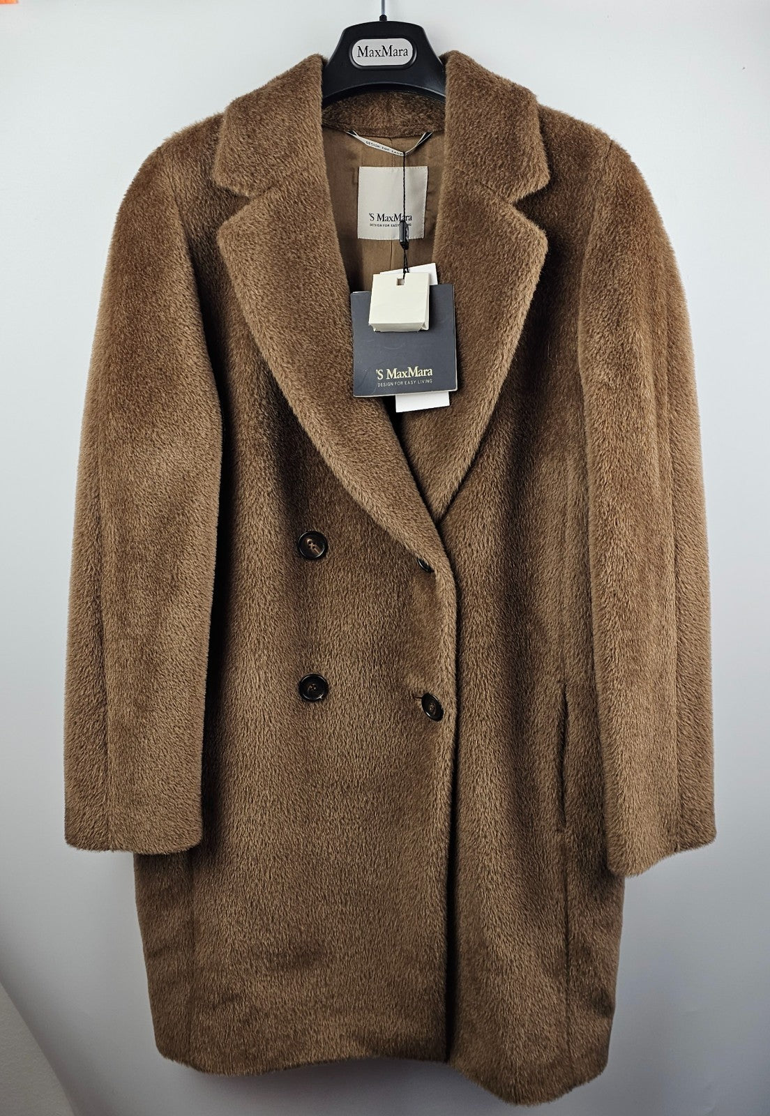 MAX MARA Roseto Double Breasted Brown Wool Long Coat New & Authentic