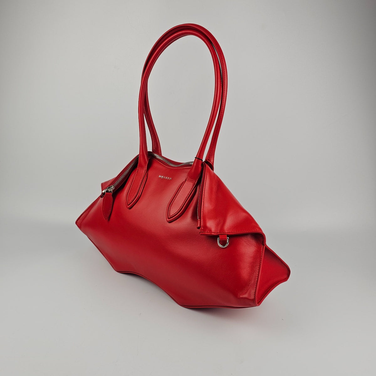 ALEXANDER MCQUEEN Manta Red Leather Top Handle Bag New