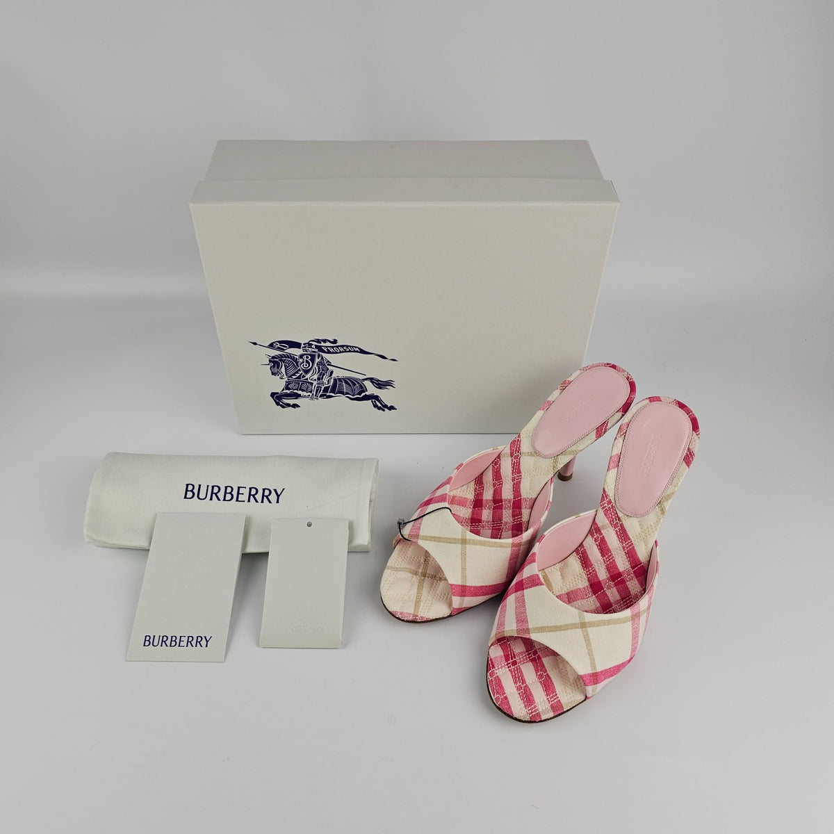 BURBERRY Mews Pink Mules New And Authentic