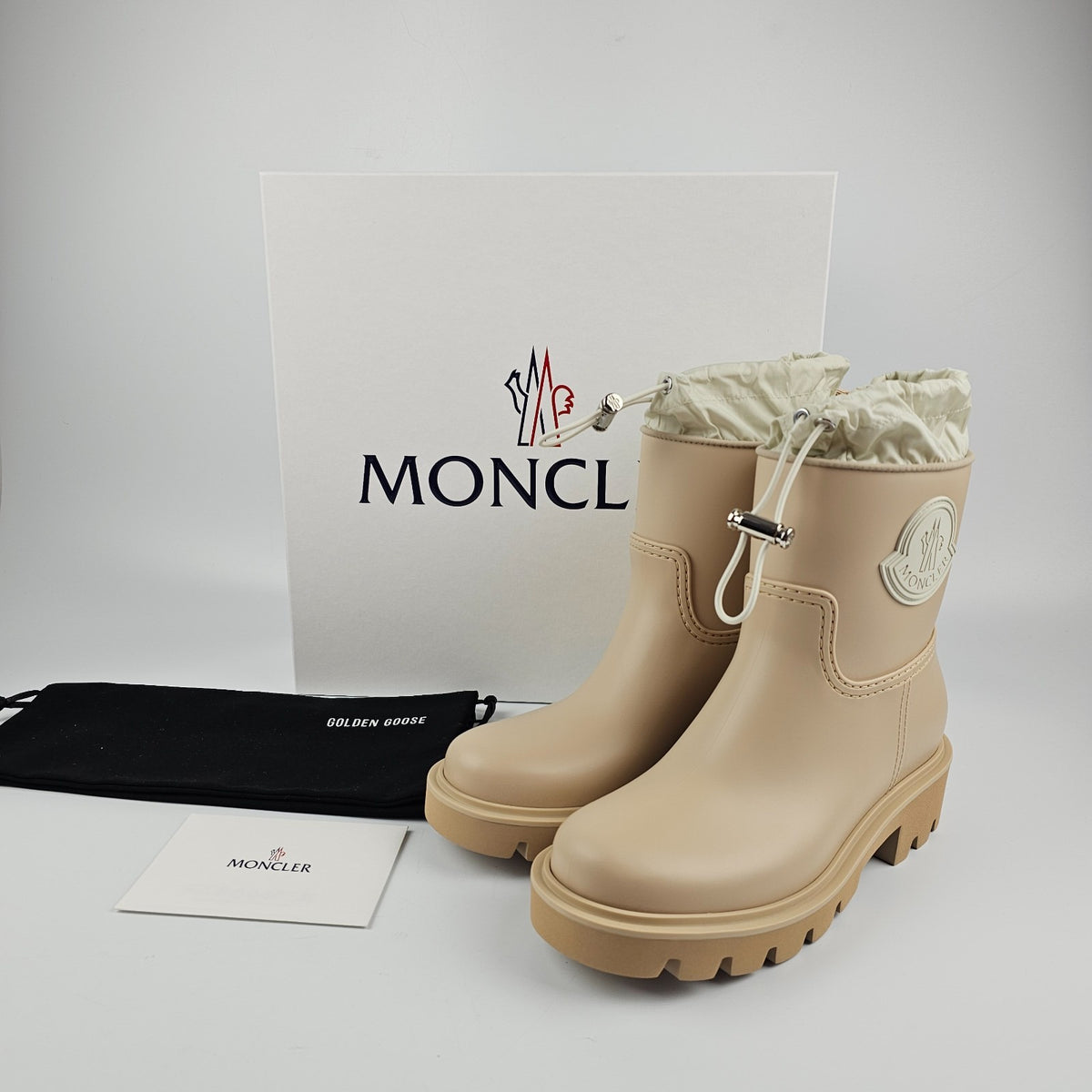 MONCLER Kickstream Beige Rain Boots New