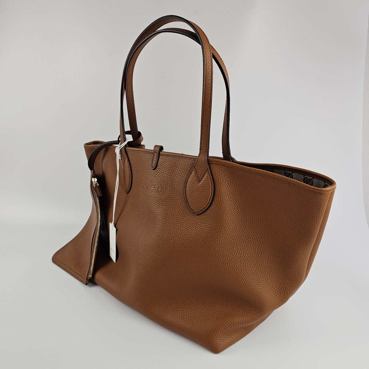 GUCCI Totissima Large $2800 Brown Leather Tote Bag New & Authentic
