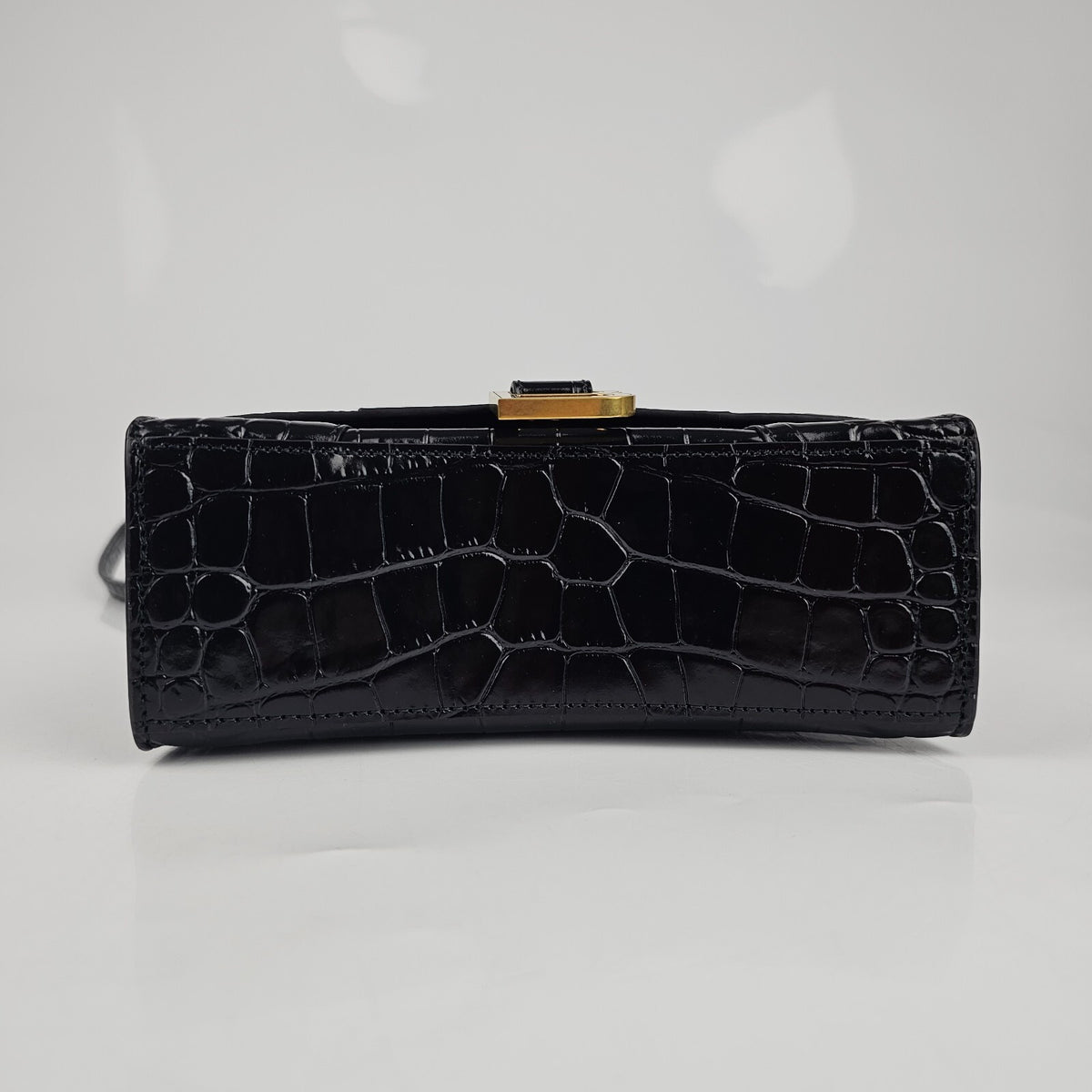 BALENCIAGA XS Hourglass Embossed Black Leather Bag New