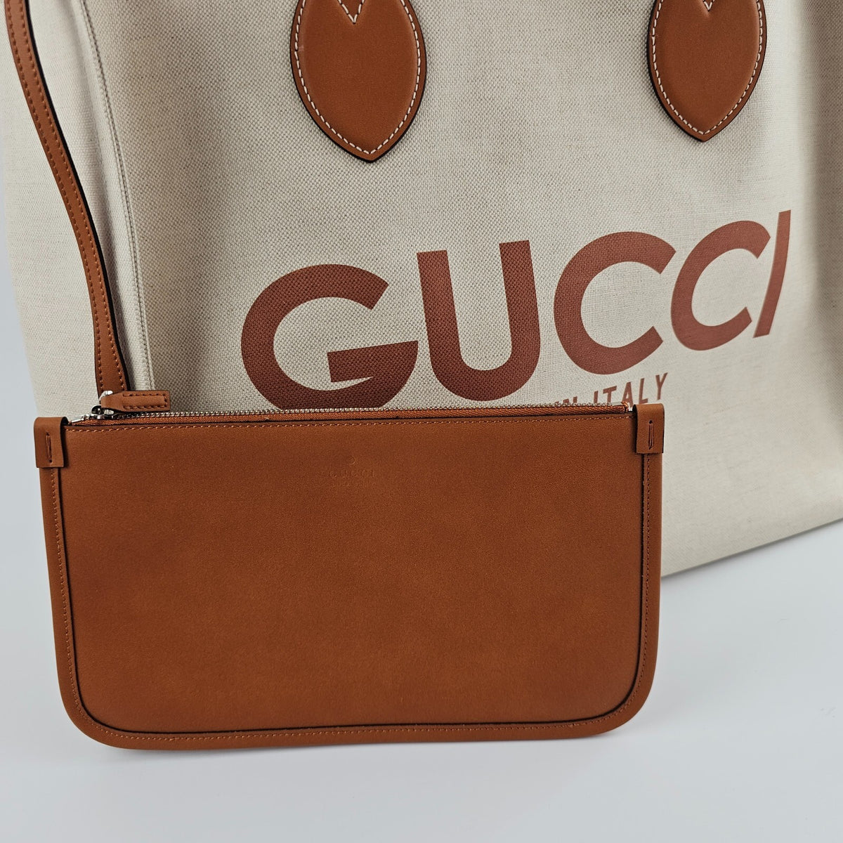 GUCCI Maxi $2450 Beige Cotton Tote Bag New And Authentic
